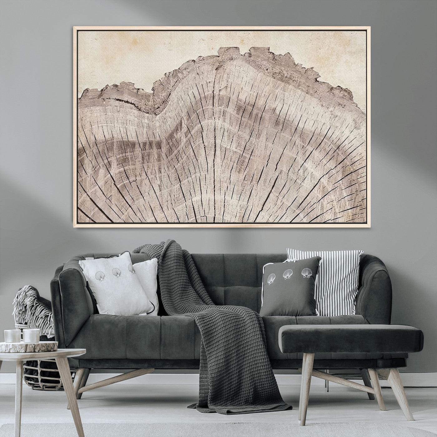 MGV-FC-36X24 - Tree Ring Wall Art Triptych, Rustic Wood Ring Canvas Print, Minimalist Wall Decor for Modern Homes and Farmhouse Decor