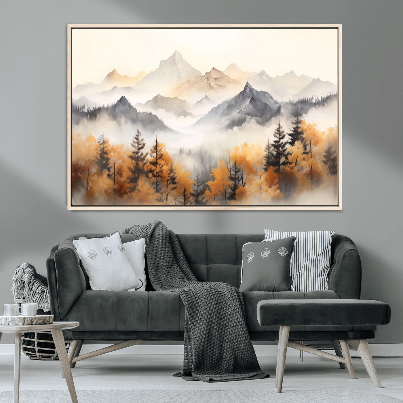 MGV-FC-36X24 - Abstract Mountain Wall Art | Misty Mountain Forest and Mountains Canvas Print for Living Room,