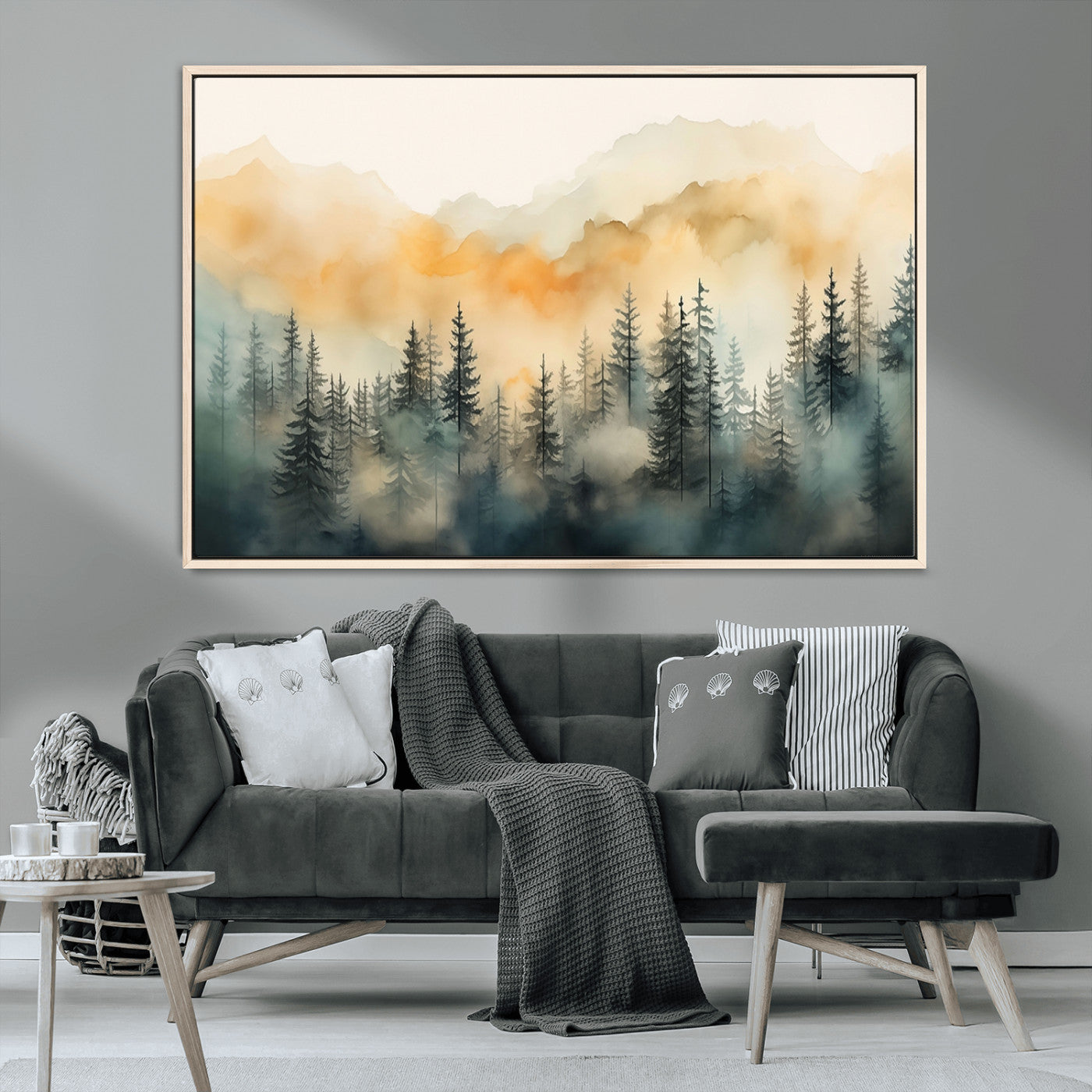 34155-MGV-CV-36X24-Abstract Forest Print - Mountain Wall Art | Autumn Landscape Canvas Print for Living Room, Bedroom, or Office | Large Wall Art Decor