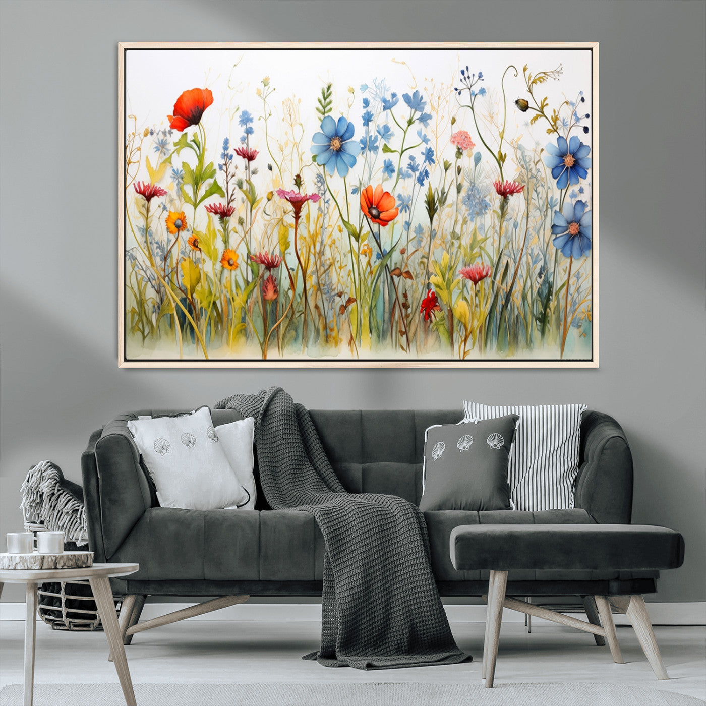 MGV-FC-36X24 - Colorful Wildflower Canvas Wall Art - Vibrant Floral Botanical Print, Bright Nature Decor for Living