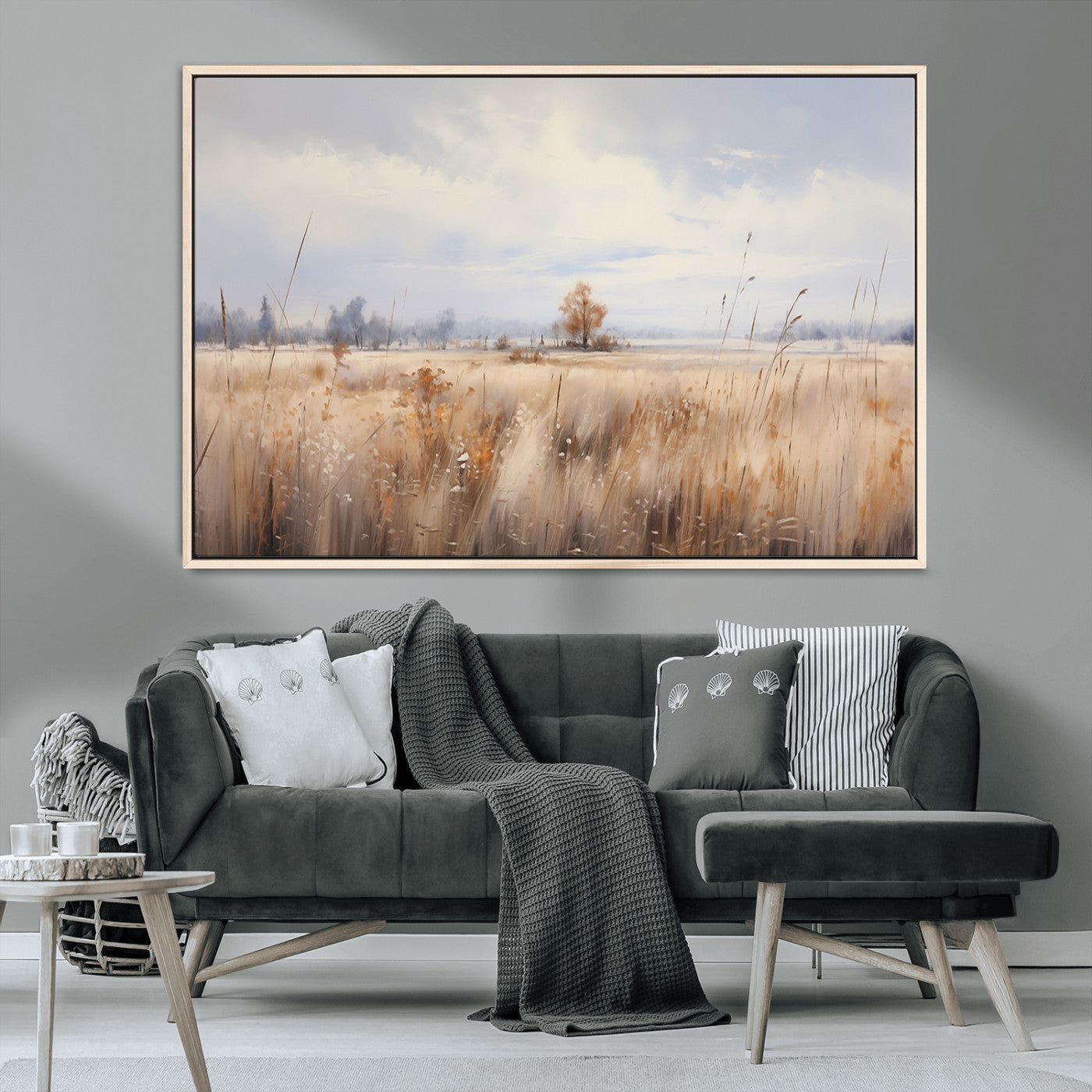 MGV-FC-36X24 - Golden Fields Wall Art Print Canvas – Serene Landscape of Nature’s Tranquility in Minimalist for