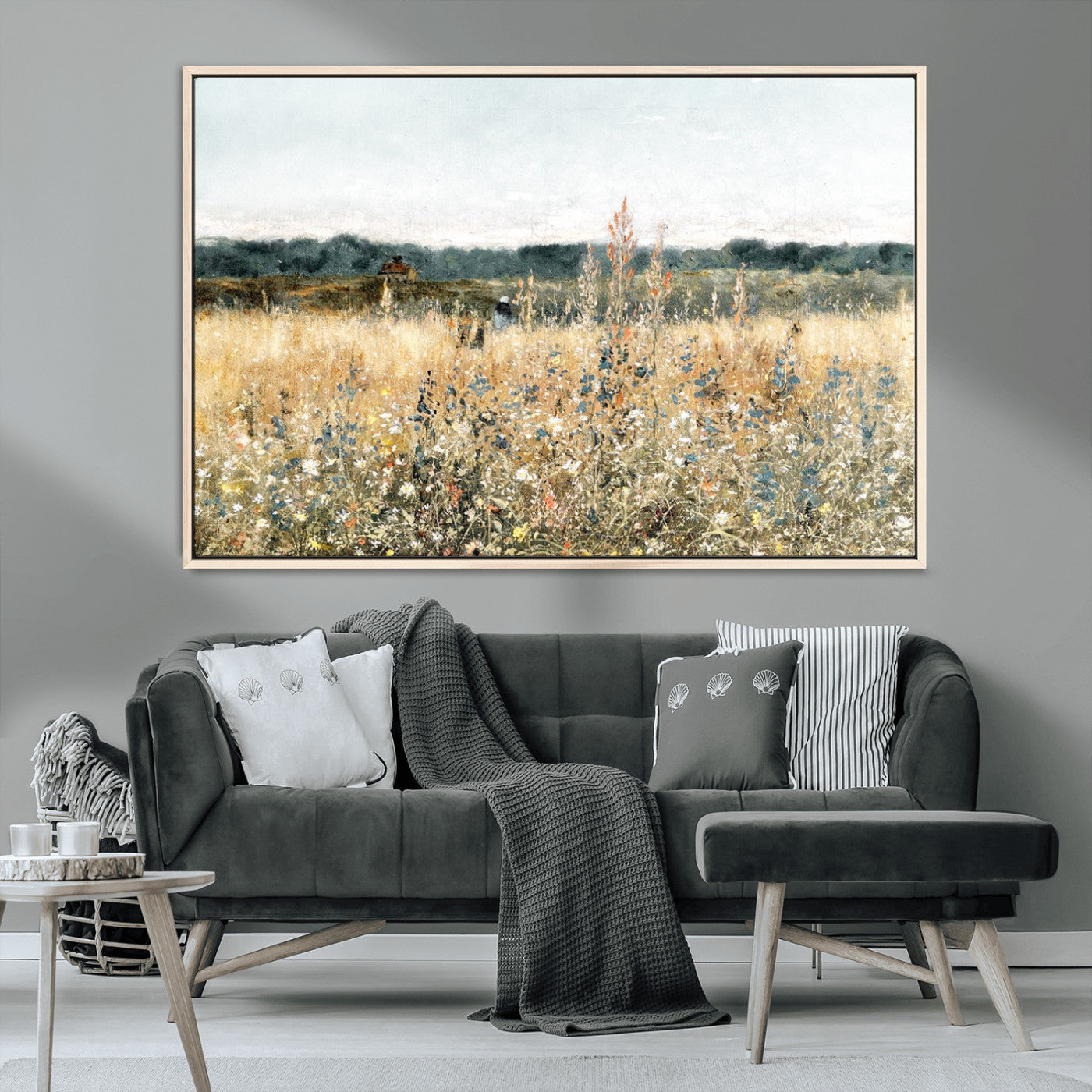 MGV-FC-36X24 - Wildflower Field Wall Art Canvas | Nature-Inspired Landscape Canvas Print for Living Room or Office | Rustic Floral Decor