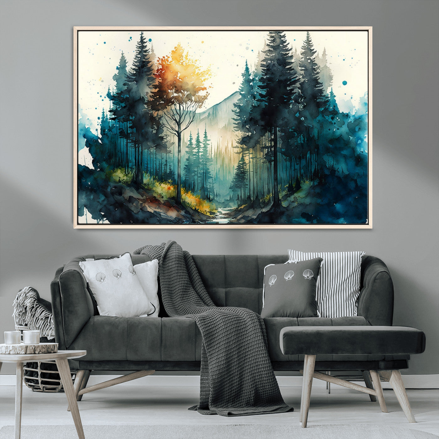 MGV-FC-36X24 - Watercolor Trees Forest Abstract Wall Art Canvas Print