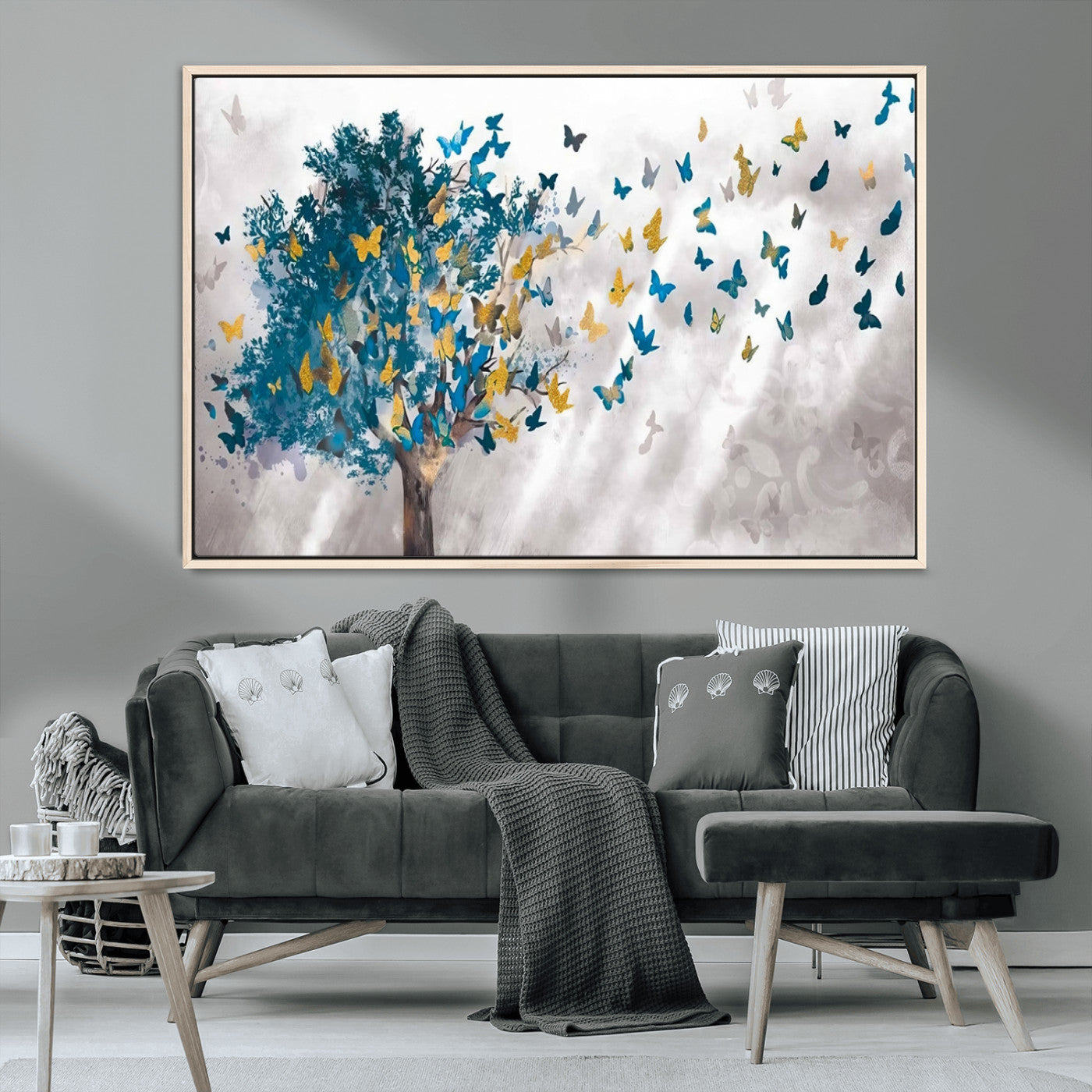 MGV-FC-36X24 - Tree Butterfly Abstract Tree and Butterfly Wall Art Canvas Print