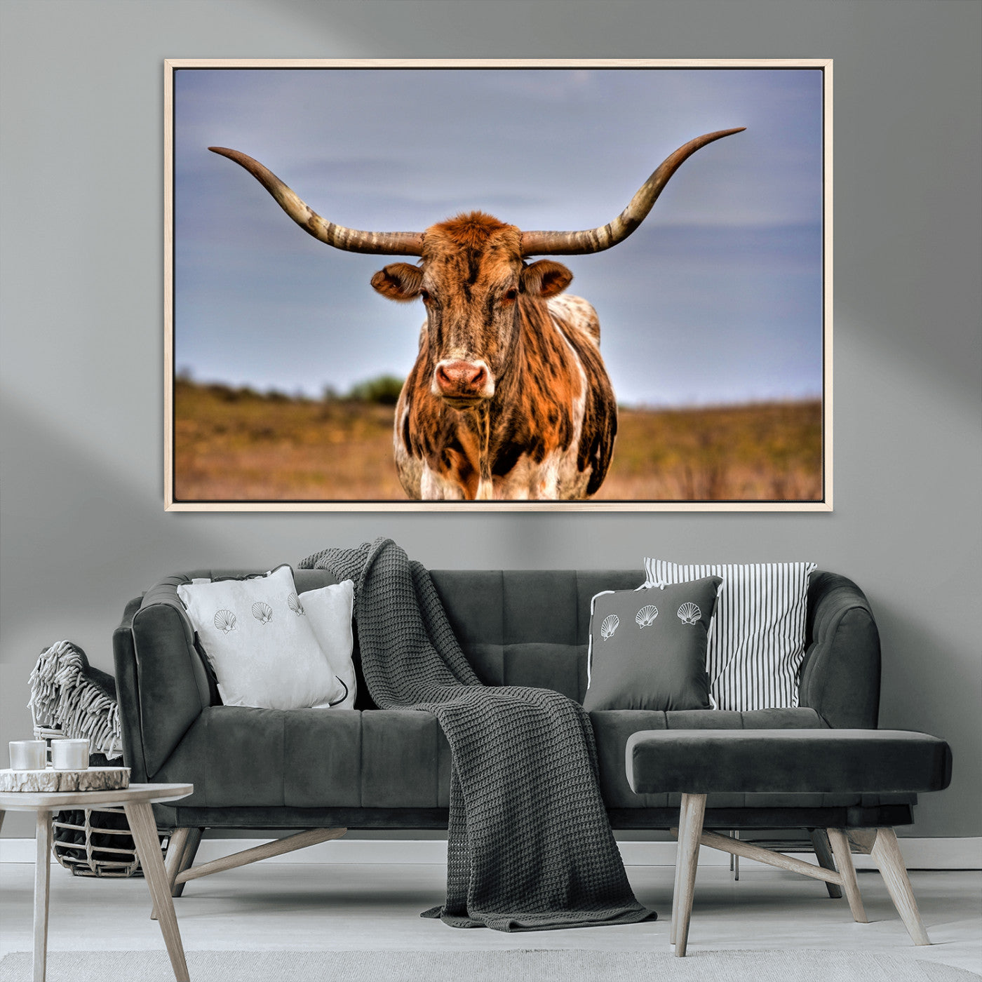 -Texas Longhorn Wall Art Print, Framed Longhorn Cow Wall Art