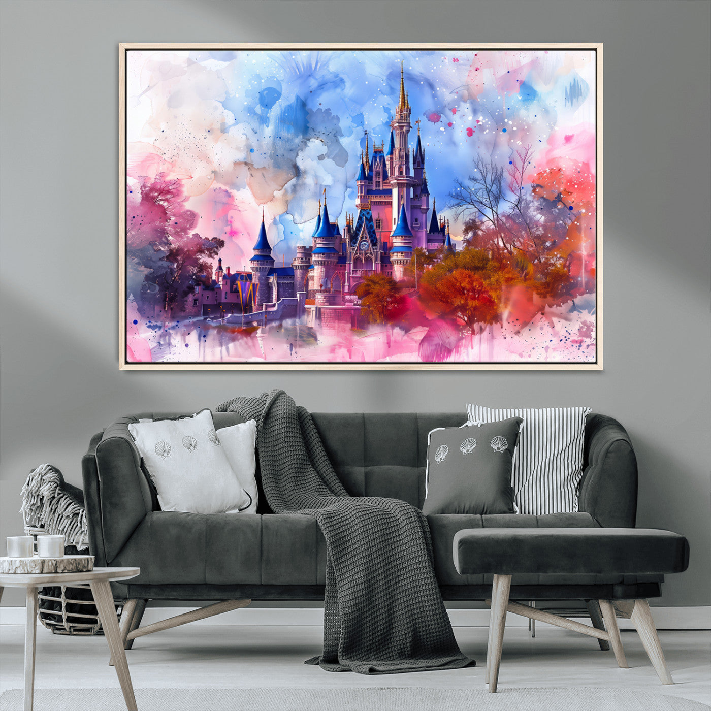 MGV-FC-36X24 - Disney Wall Art: Dreamy Watercolor Cinderella Castle Canvas Print