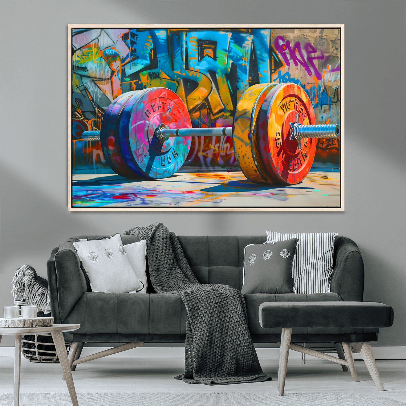 MGV-FC-36X24 - Fitness Gym Barbell Graffiti Wall Art Canvas Print