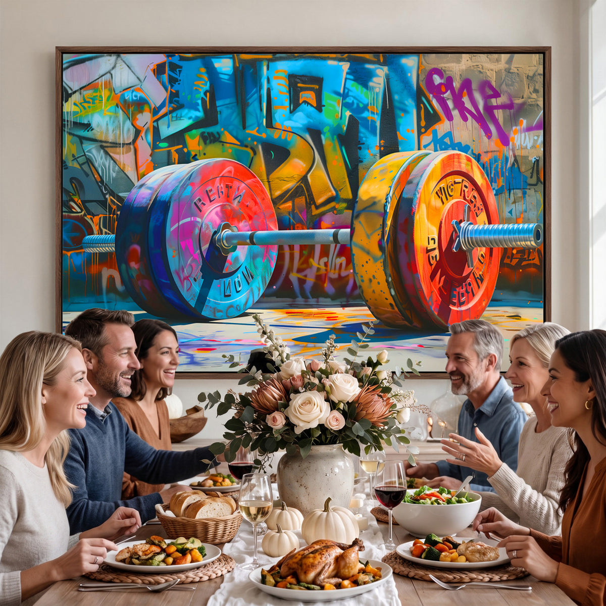 70871-MGV-CV-36X24 - Fitness Gym Barbell Graffiti Wall Art Canvas Print