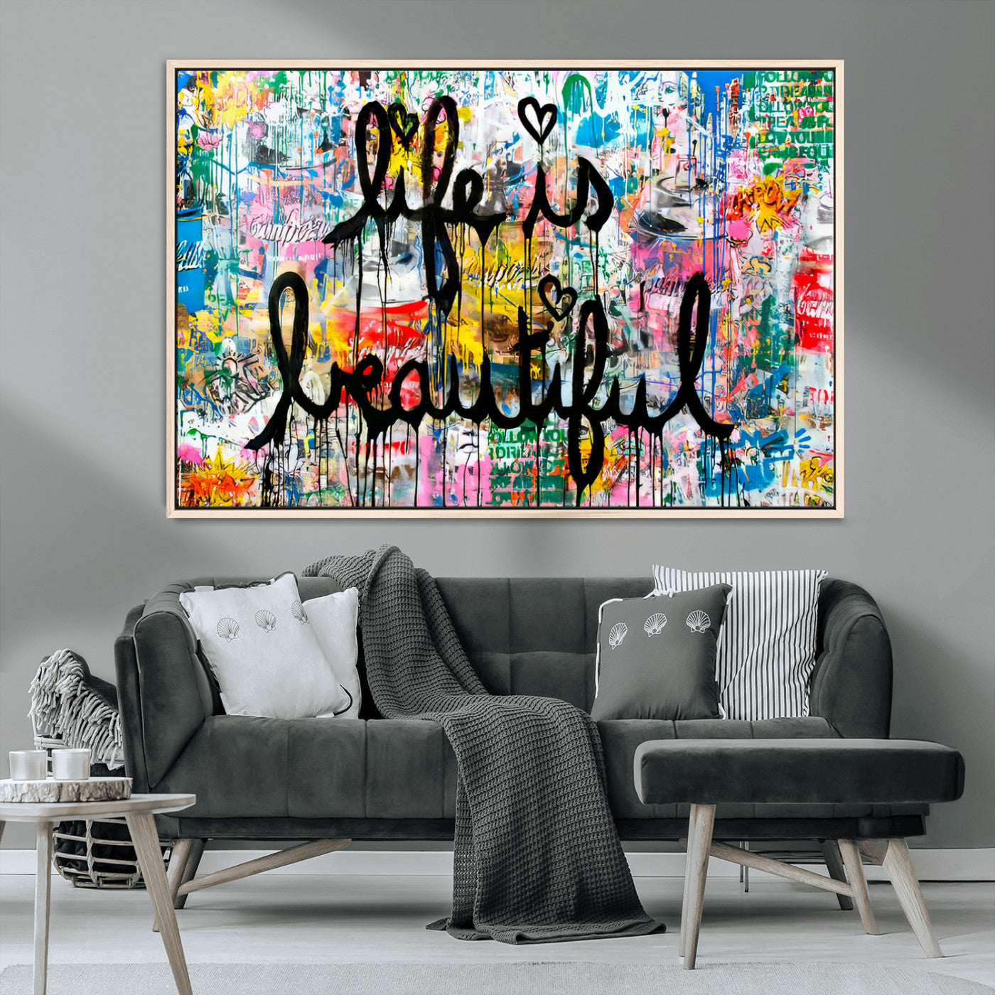 MGV-FC-36X24 - Life Beautiful Wall Art Canvas Print | Graffiti Wall Art Canvas Print