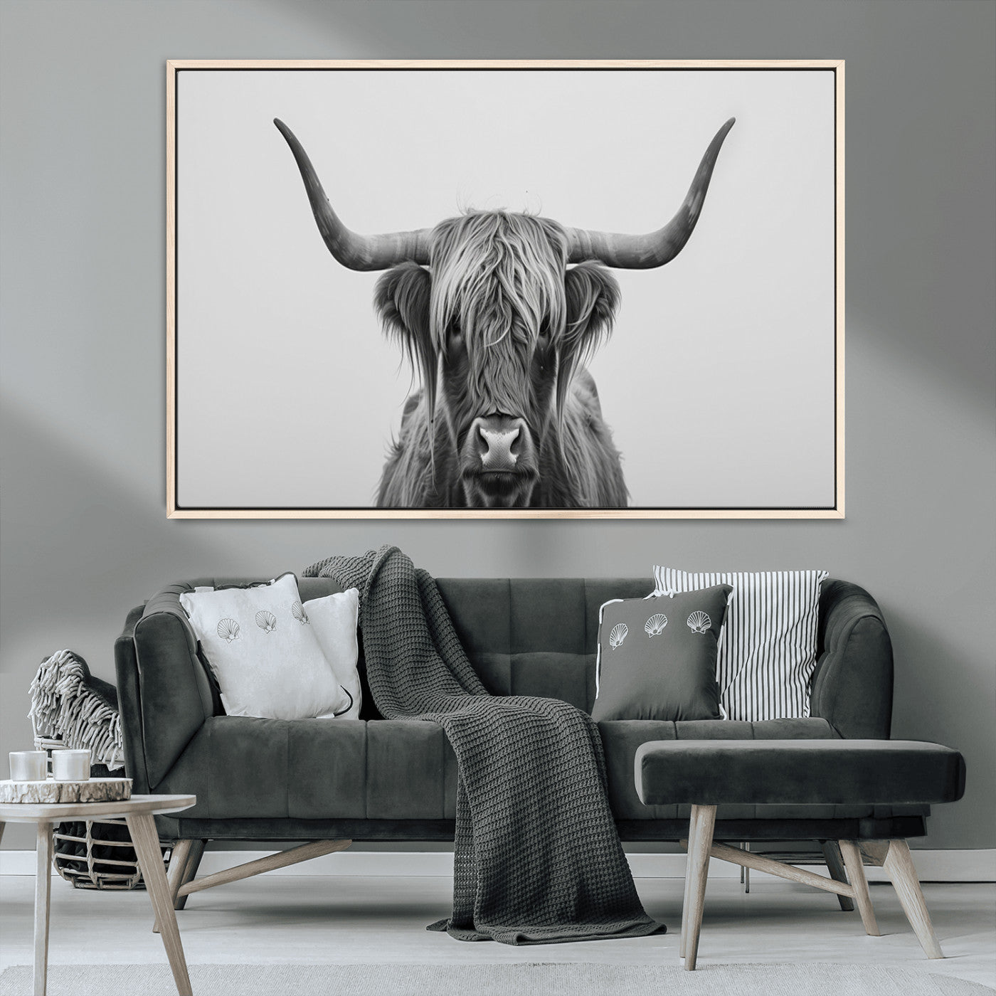 -Farmhouse Longhorn Wall Art Canvas Print, Longhorn Texas Wall Art Canvas Print