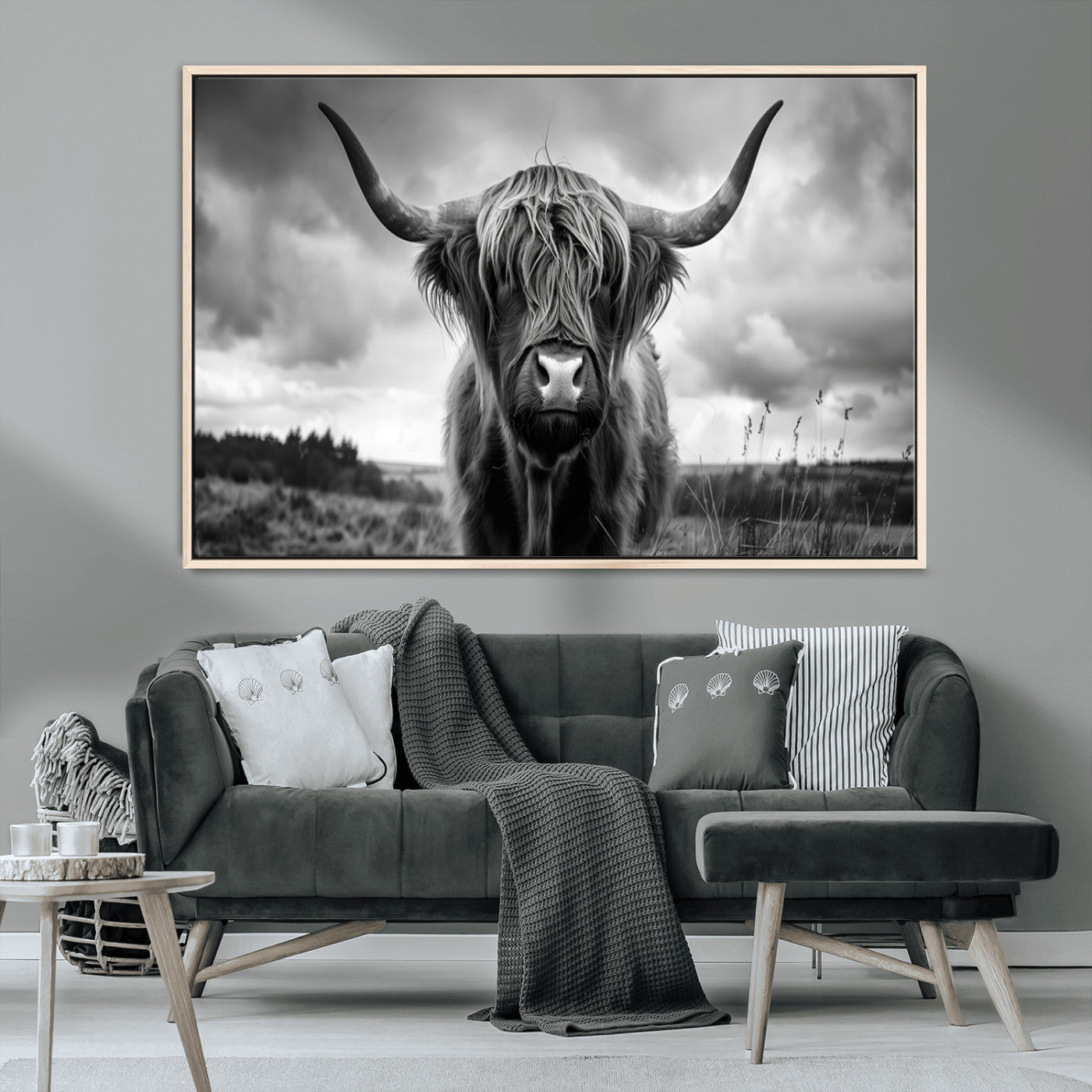 -Scottish Cow Wall Art Canvas Print | Longhorn Wall Art | Bighorn Animal Wall Art