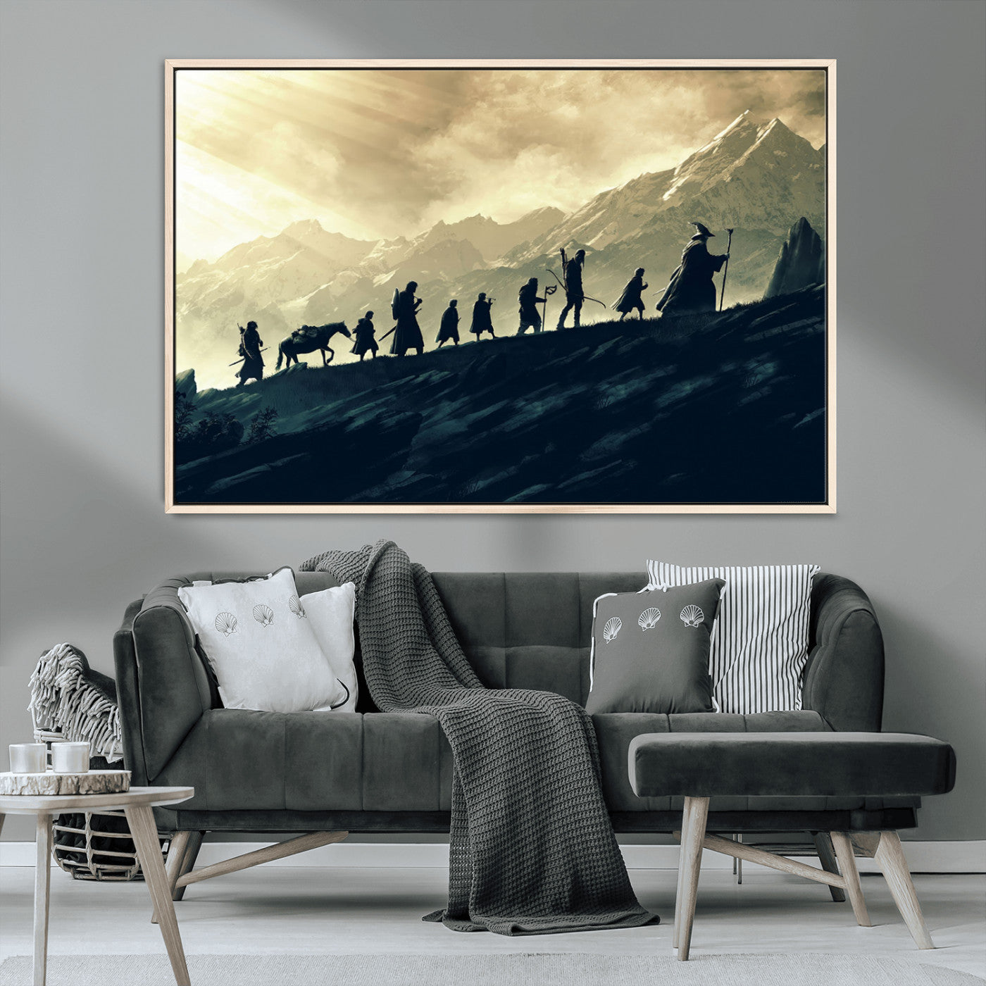 41574-MGV-CV-36X24-Lord of the Rings Silhouette Wall Art Capturing the Epic Quest Through Middle-Earth - The