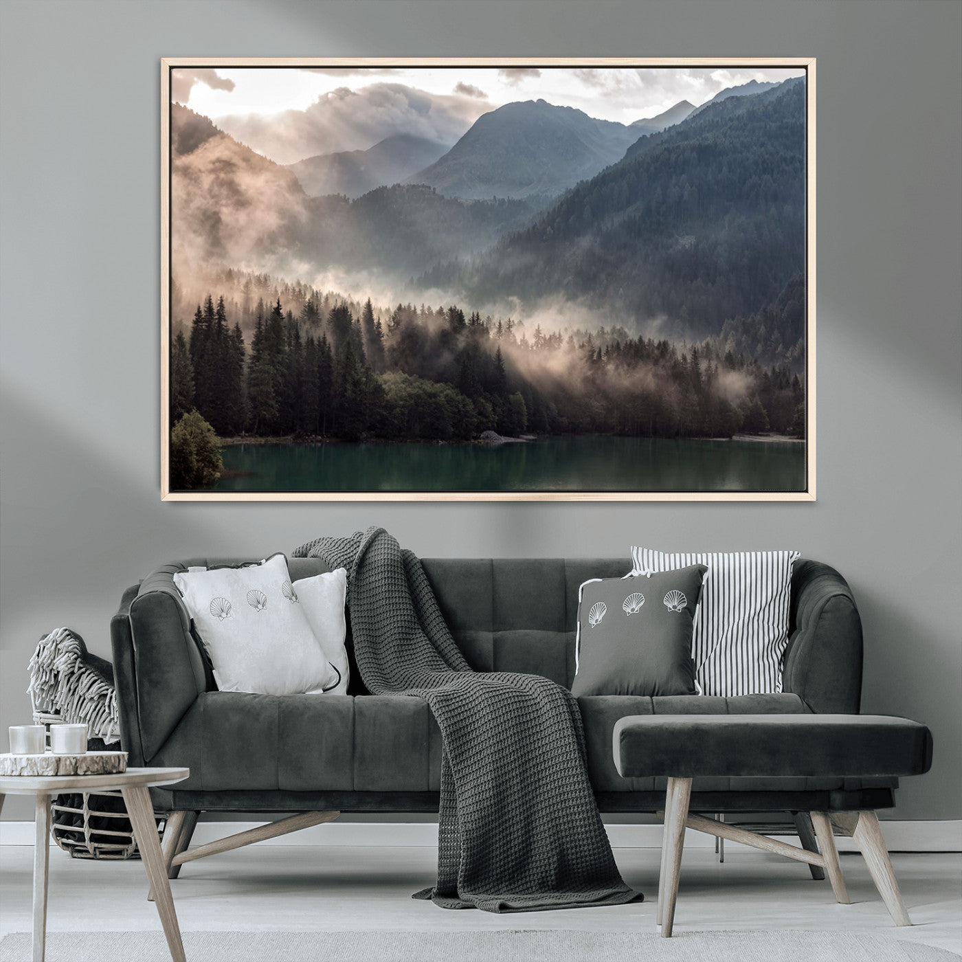 MGV-FC-36X24 - Foggy Mountain Canvas Print Forest Wall Art