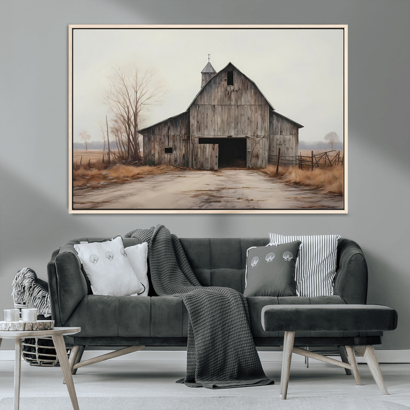 MGV-FC-36X24 - Farmhouse Rustic Barn Wall Art Canvas Print – Framed and Ready to Hang – Perfect Addition to Farmhouse Wall Décor
