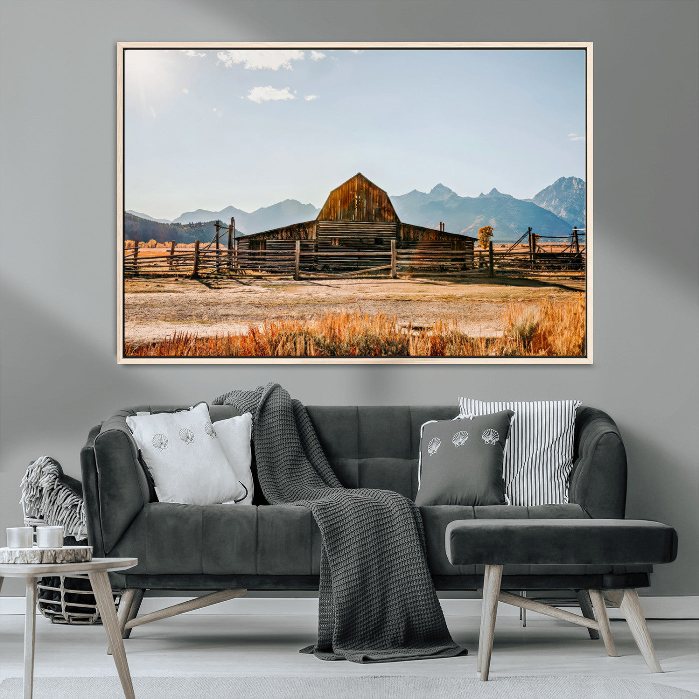 MGV-FC-36X24 - Vintage Old Barn Field Wall Art Canvas Print for Farmhouse Decor - Rustic Barn Wall Art Canvas Print