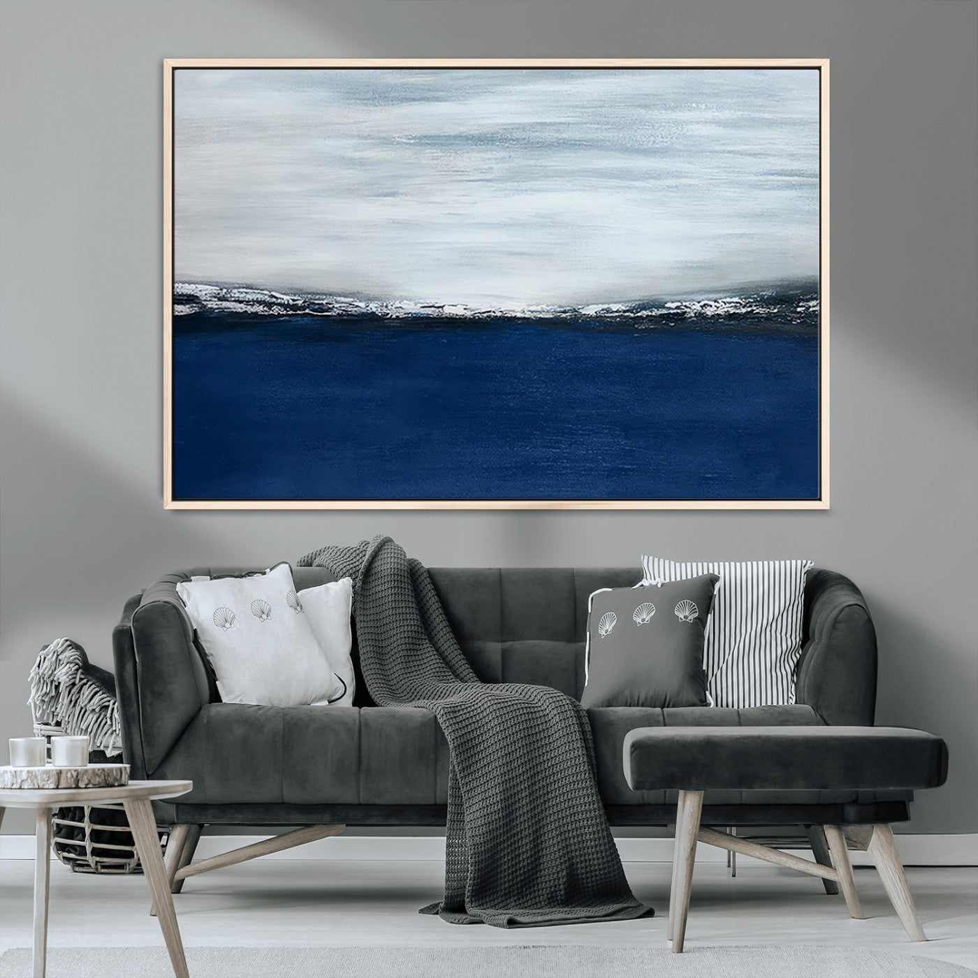 MGV-FC-36X24 - Navy Blue Abstract Wall Art Canvas Print