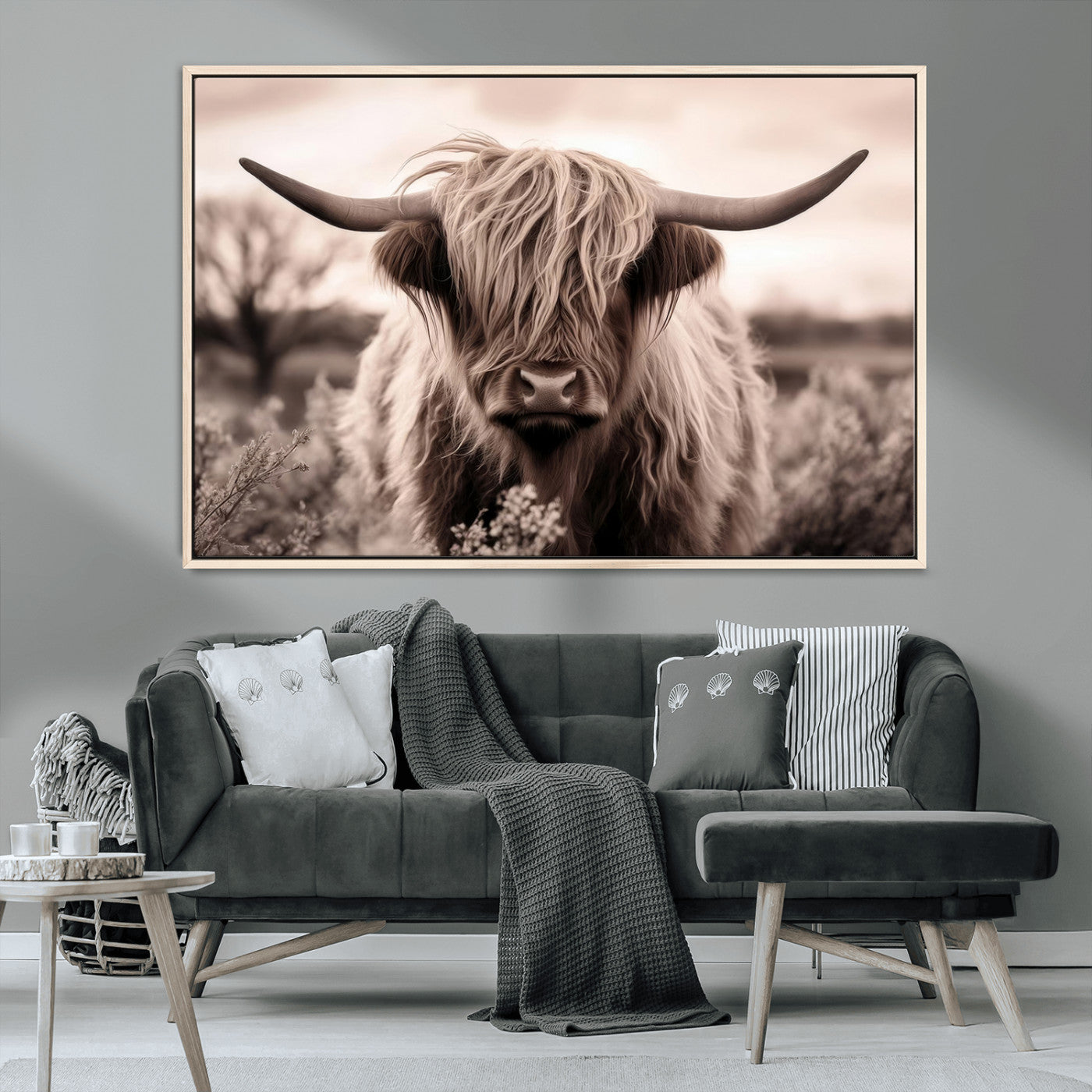 MGV-FC-36X24 - Scottish Cow Longhorn Wall Art Canvas Print