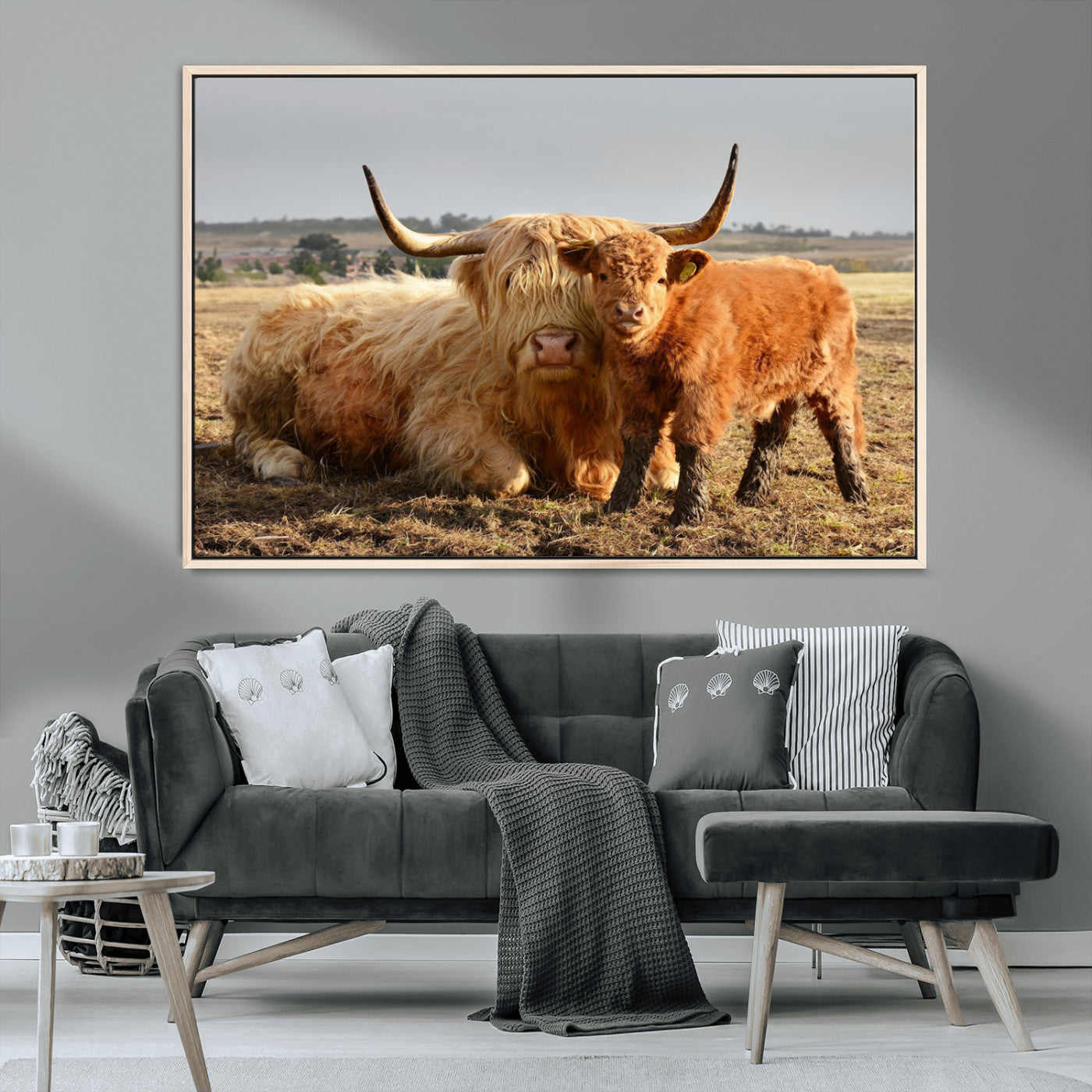 MGV-FC-36X24 - Highland Cow Canvas Wall Art Animal Print for Farm House Decor