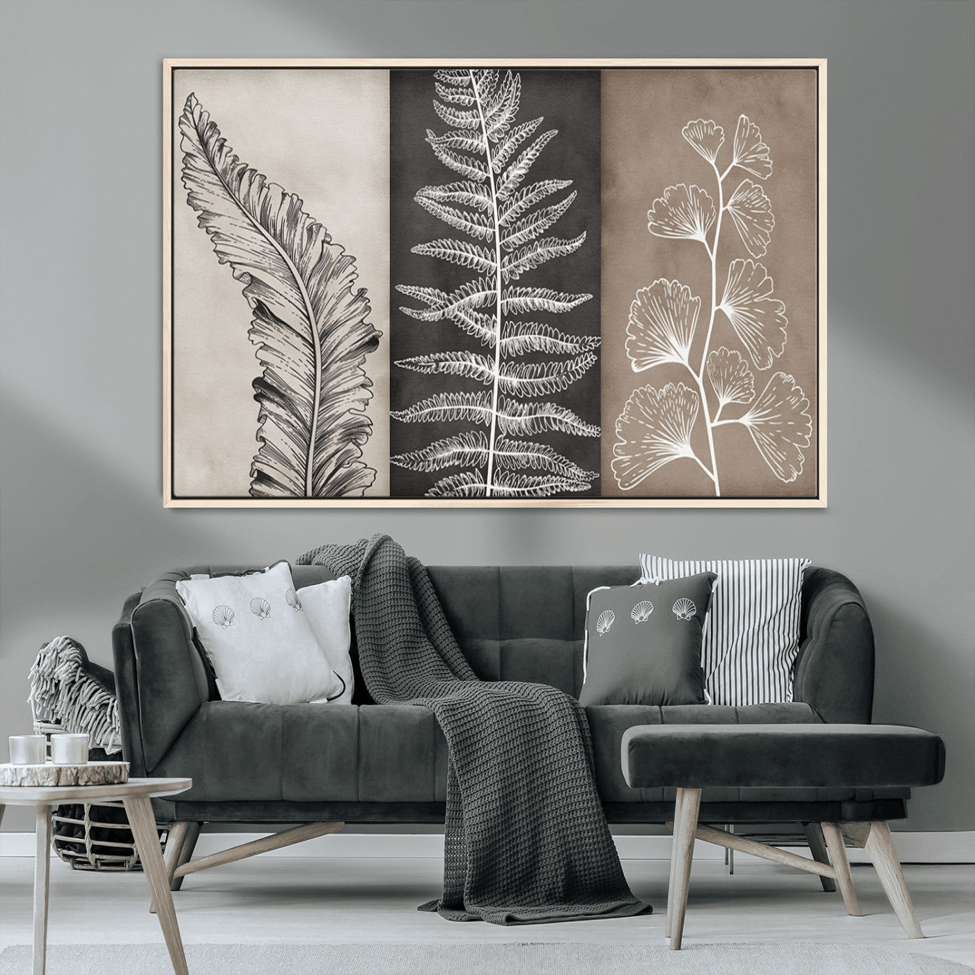 MGV-FC-36X24 - Minimalist Botanical Wall Art Canvas Print, Framed and Ready to Hang - Nature Art Print for Home