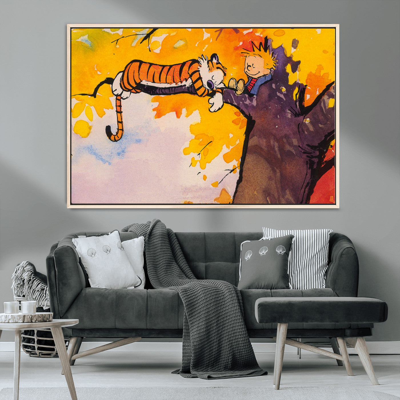 MGV-FC-36X24 - Calvin and Hobbes Tree Scene Canvas Print | 3 Panel Large Wall Art for Living Room or Kid’s Room,