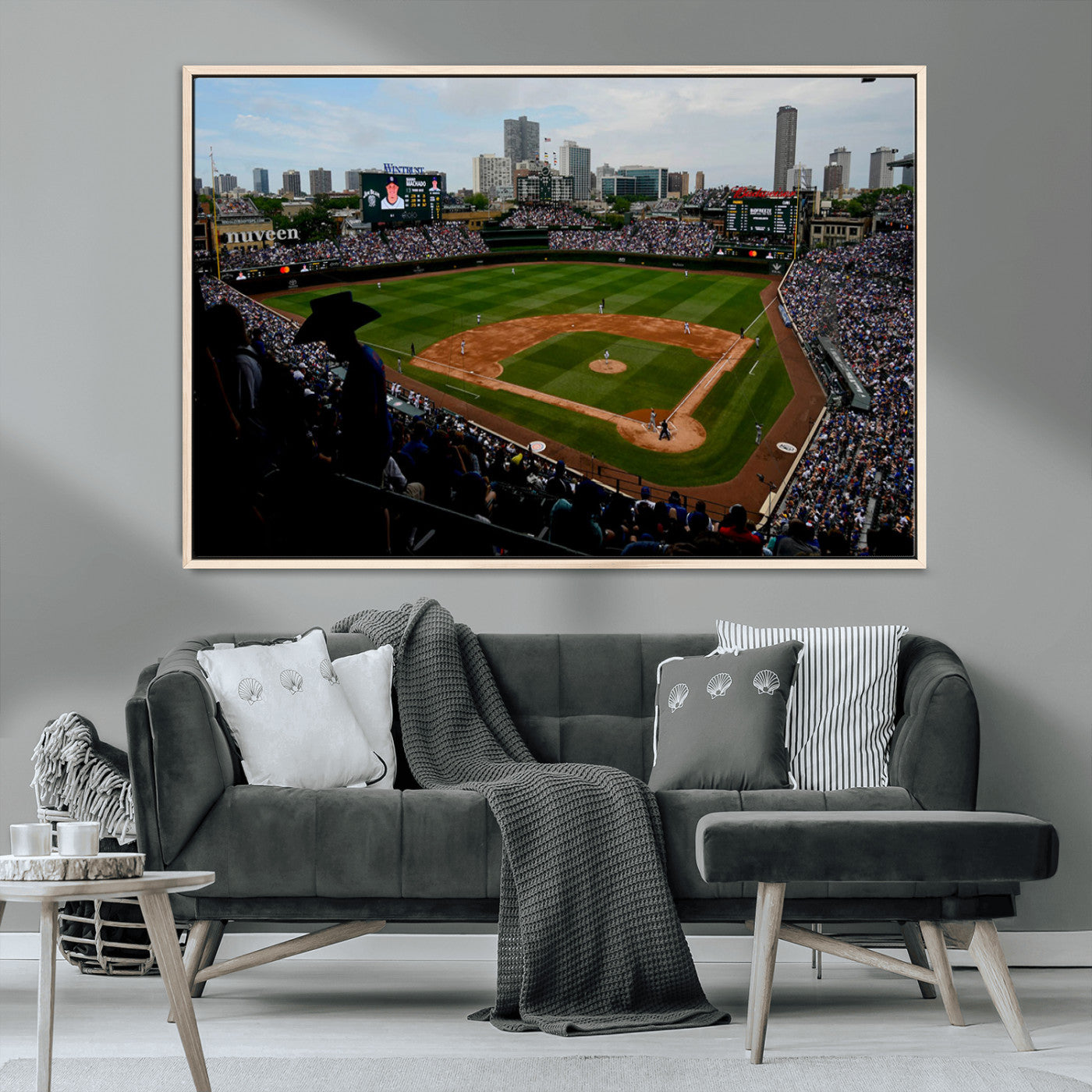 MGV-FC-36X24 - Chicago Cubs Baseball Team Print - Wrigley Field Stadium Wall Art Canvas Print
