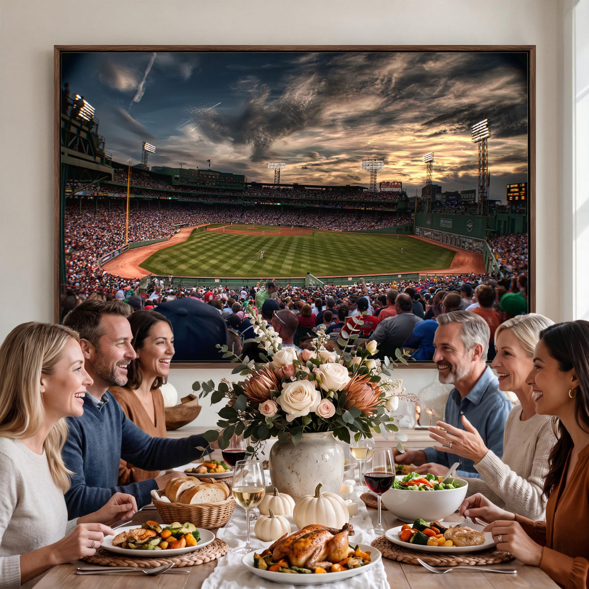 53432-MGV-CV-36X24 - Boston Red Sox Baseball Team Print, Massachusetts Fenway Park Stadium Wall Art Canvas Print