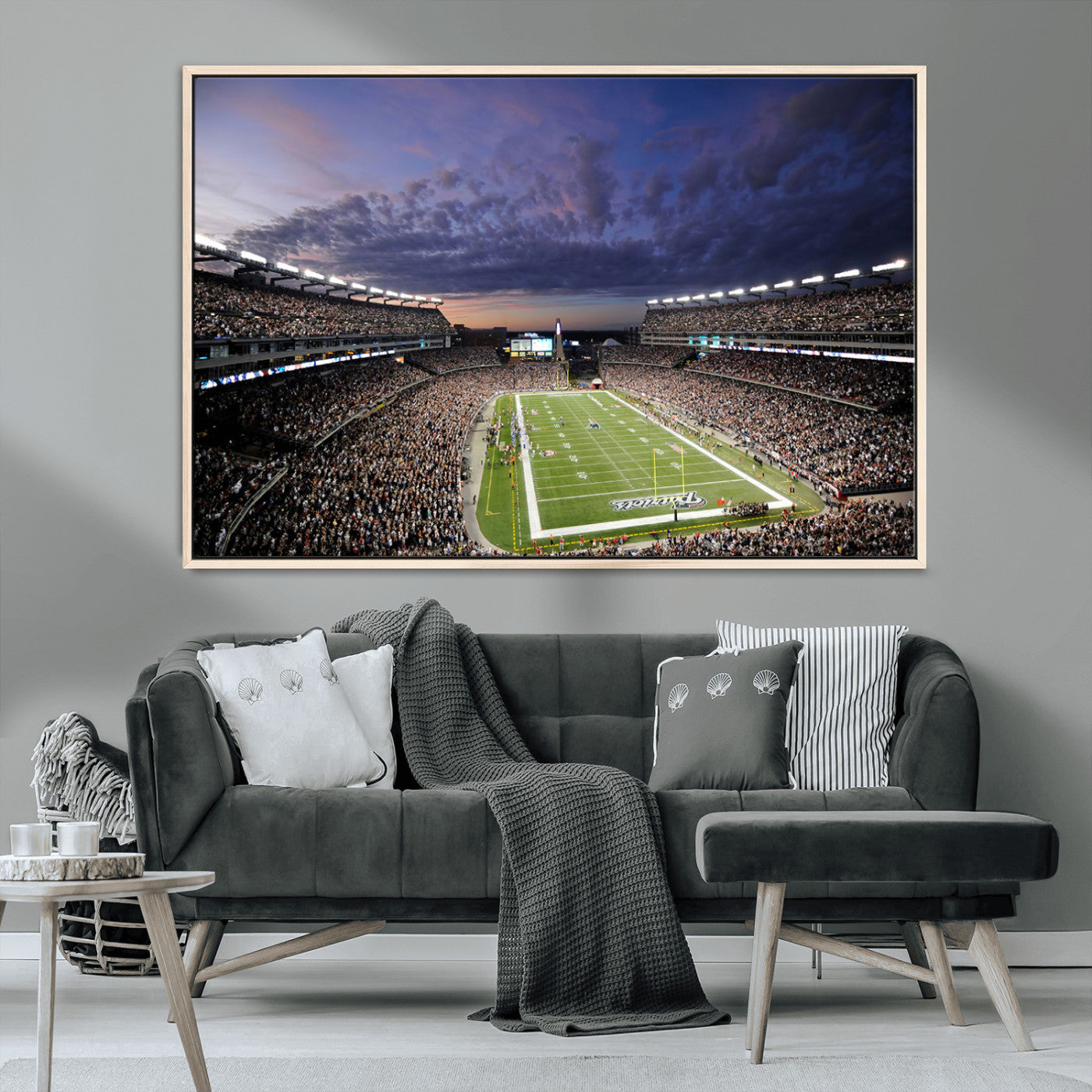 MGV-FC-36X24 - New England Patriots Football Team Print - Foxborough Gillette Stadium Wall Art Canvas Print