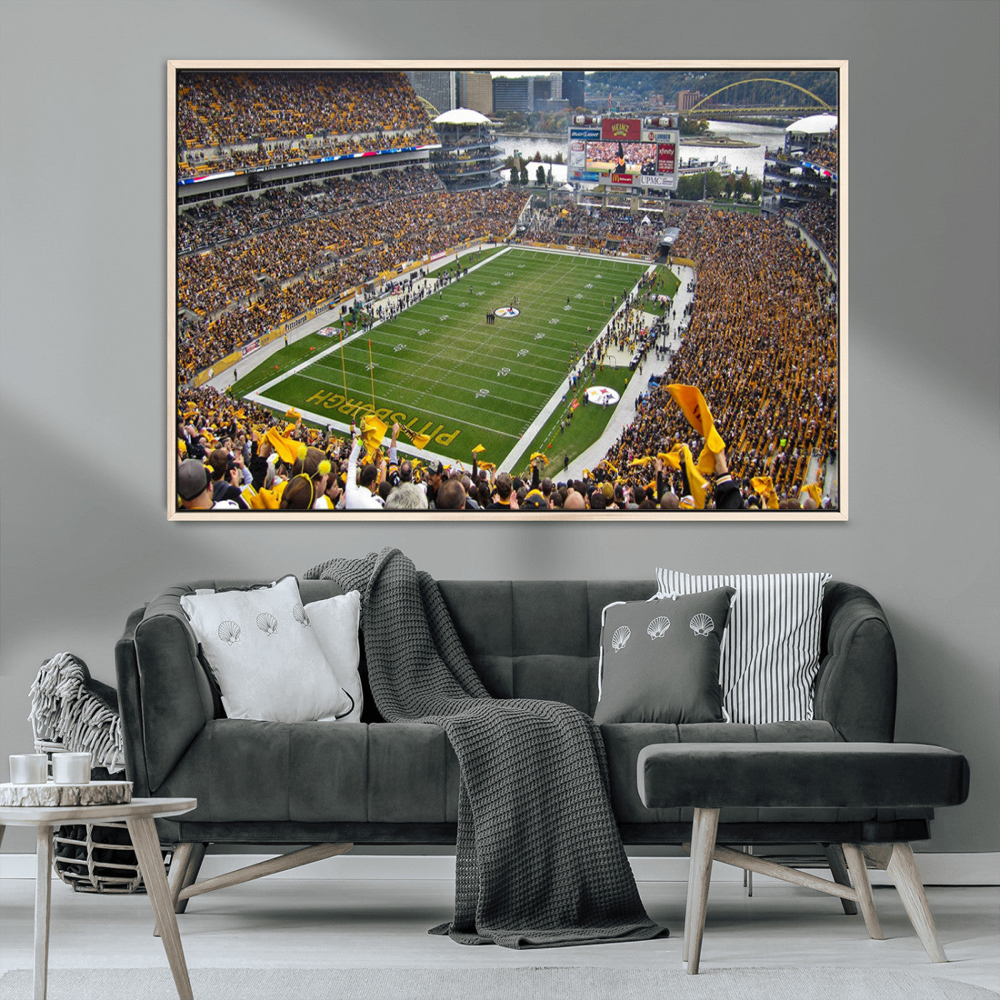 MGV-FC-36X24 - Pittsburgh Steelers Football Team Print - Pittsburgh Heinz Field Stadium Wall Art Canvas Print
