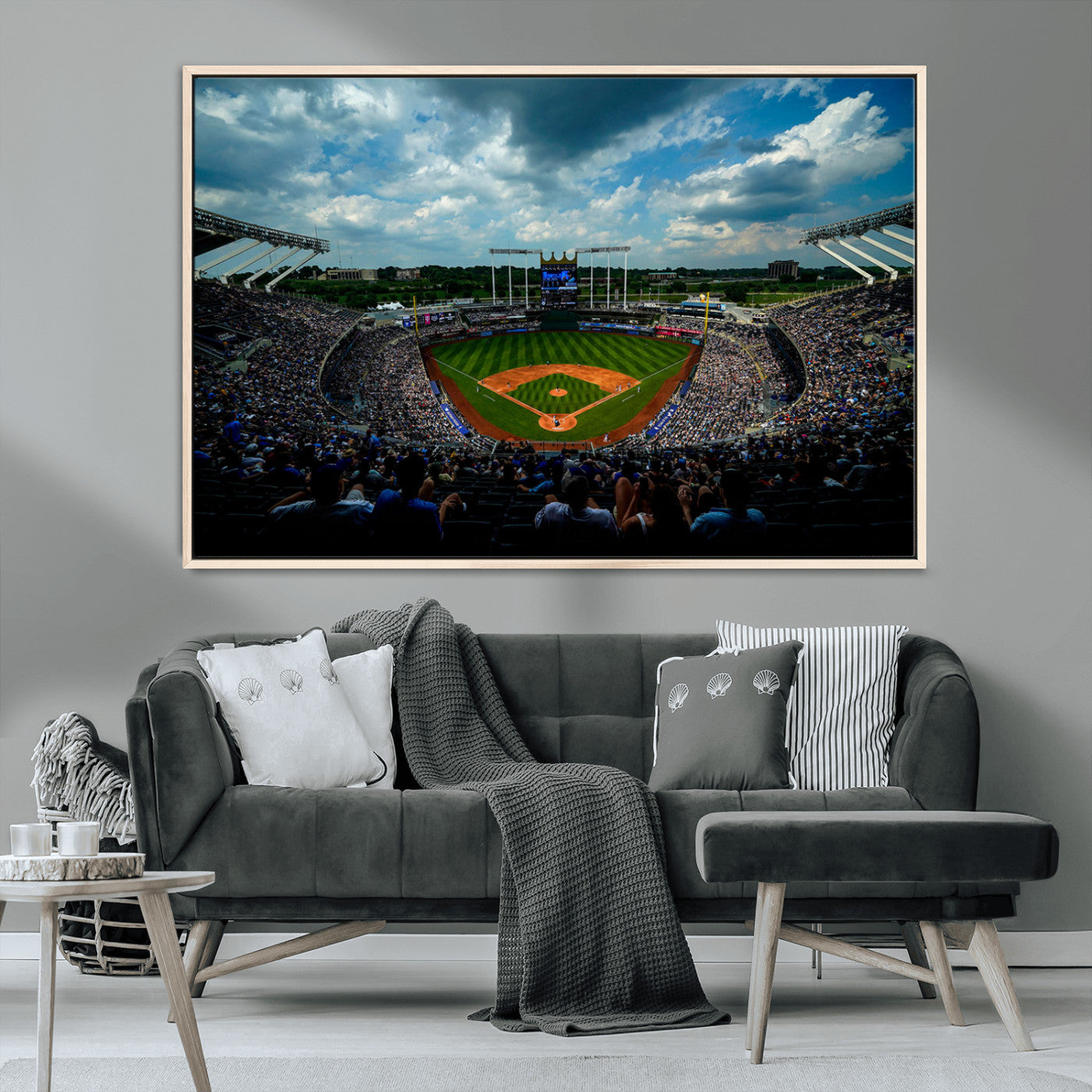 MGV-FC-36X24 - 3-Panel Kauffman Stadium Wall Art Print | Large Kansas City Royals Baseball Canvas Print for Sports