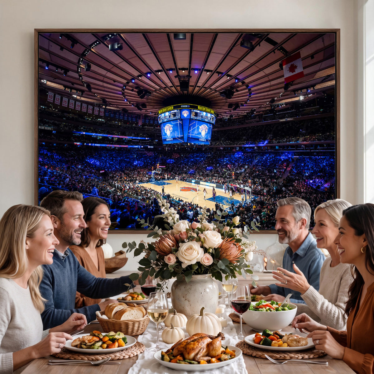 20491-MGV-CV-36X24 - Madison Square Garden Basketball Print Canvas, Basketball Game Triple Canvas Wall Art