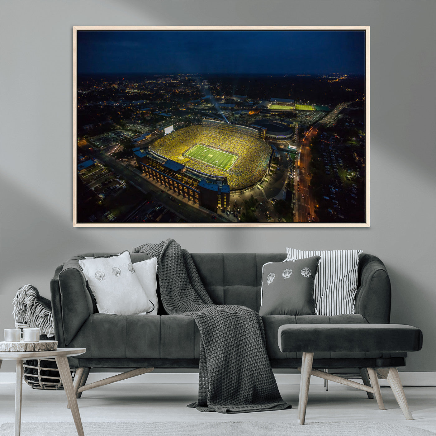 MGV-FC-36X24 - Michigan Wolverines Football Team Print - Michigan Stadium Wall Art Canvas Print
