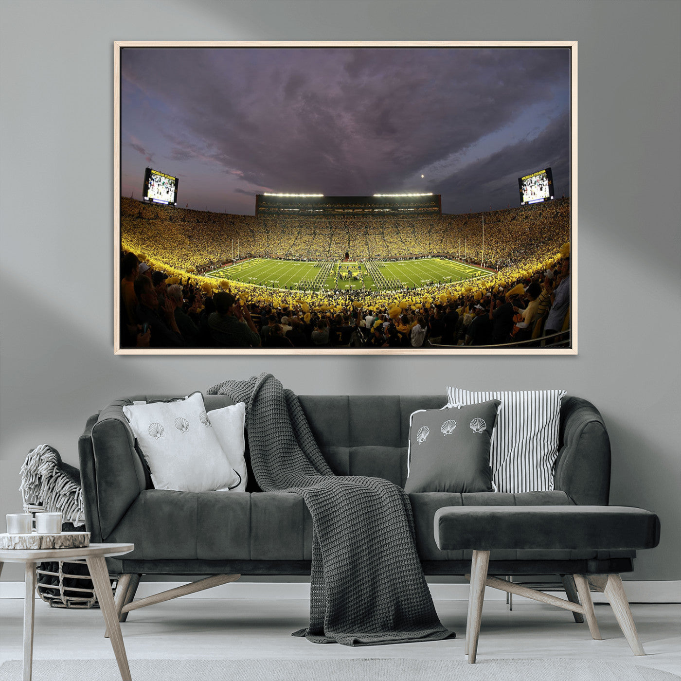 MGV-FC-36X24 - Michigan Wolverines Football Team Print - Michigan Stadium Wall Art Canvas Print