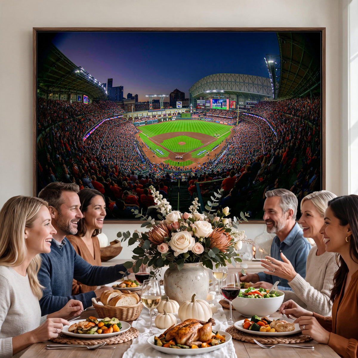 44322-MGV-CV-36X24 - Houston Astros Baseball Print Canvas, Houston Minute Maid Park Stadium Wall Art