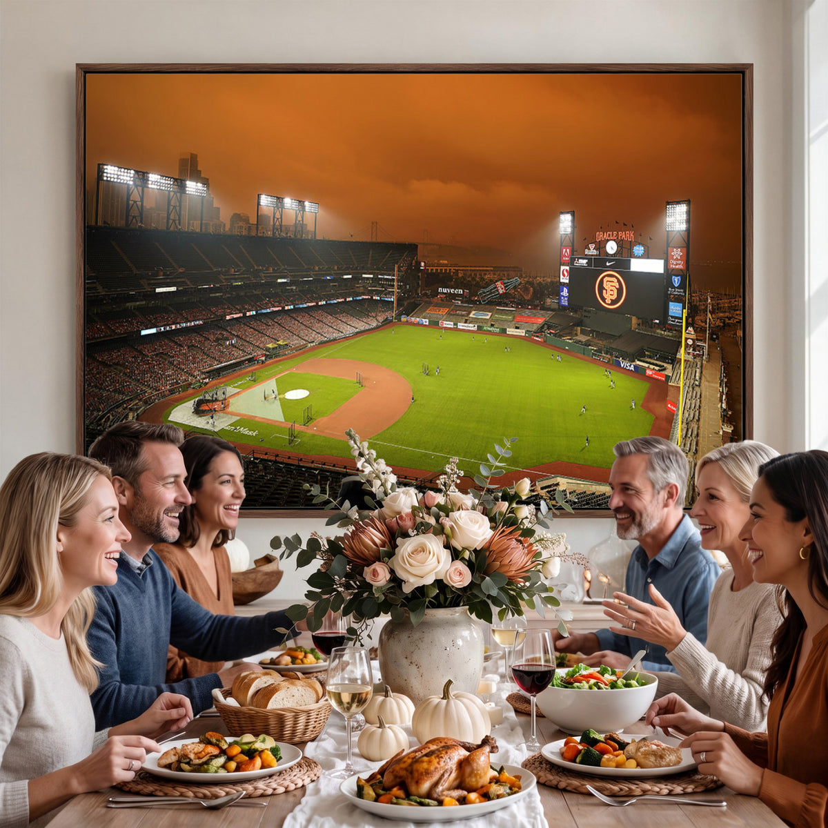 31315-MGV-CV-36X24 - San Francisco Giants Baseball Team Print, Oracle Park Stadium Wall Art Canvas Print