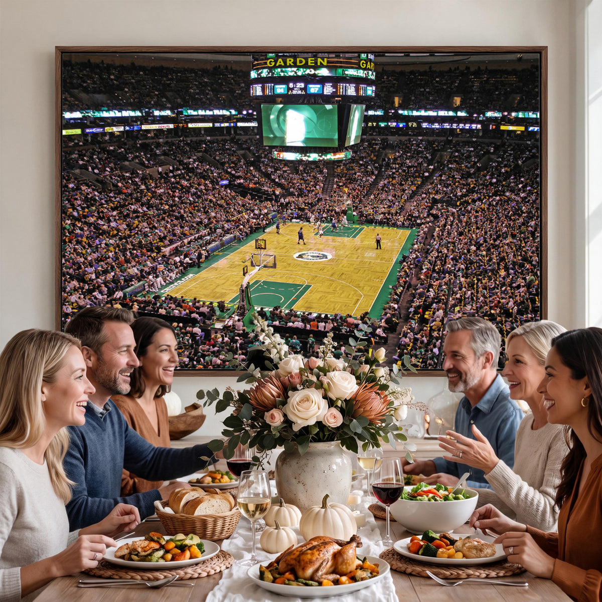 21705-MGV-CV-36X24 - TD Garden Basketball Canvas Wall Art | Boston Celtics Live Action