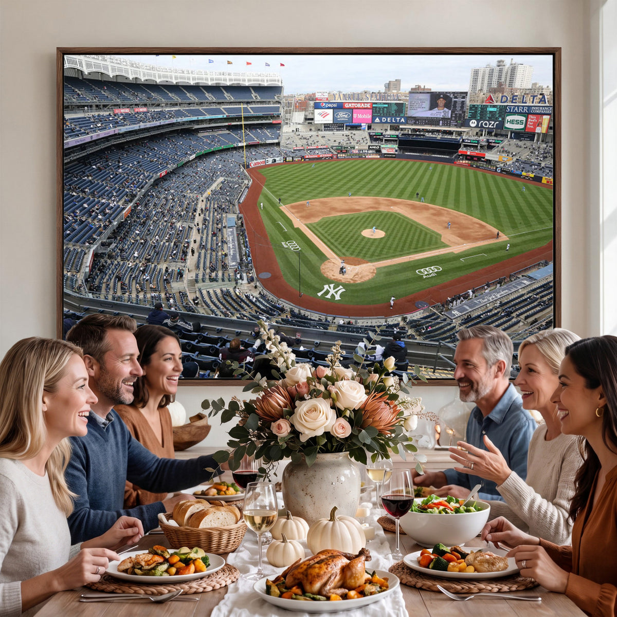 45784-MGV-CV-36X24 - New York Yankees Baseball Team Print, Yankee Stadium Wall Art Canvas Print