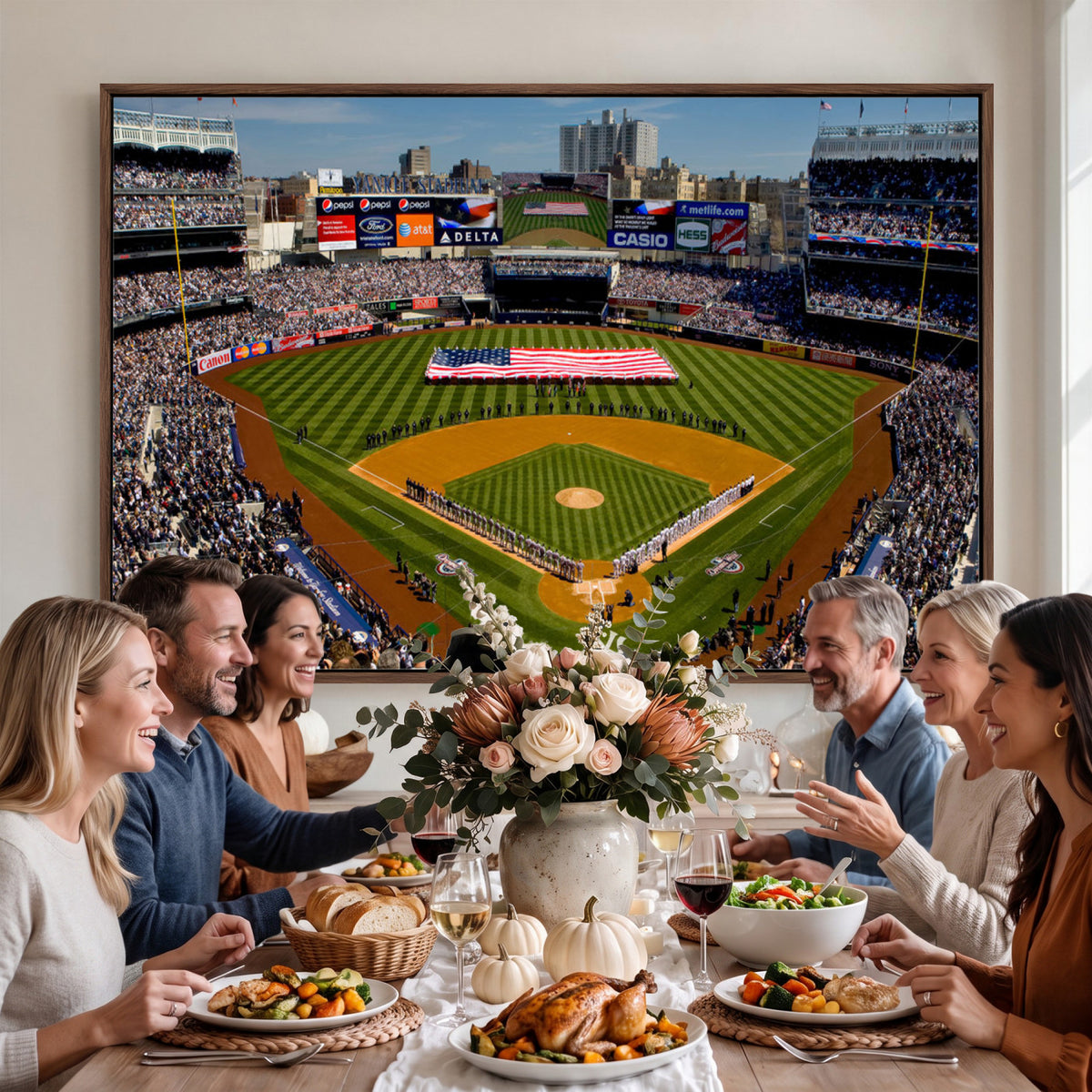 20879-MGV-CV-36X24 - Yankee Stadium New York Wall Art Print | 3-Panel Canvas Print of Yankees Baseball Stadium