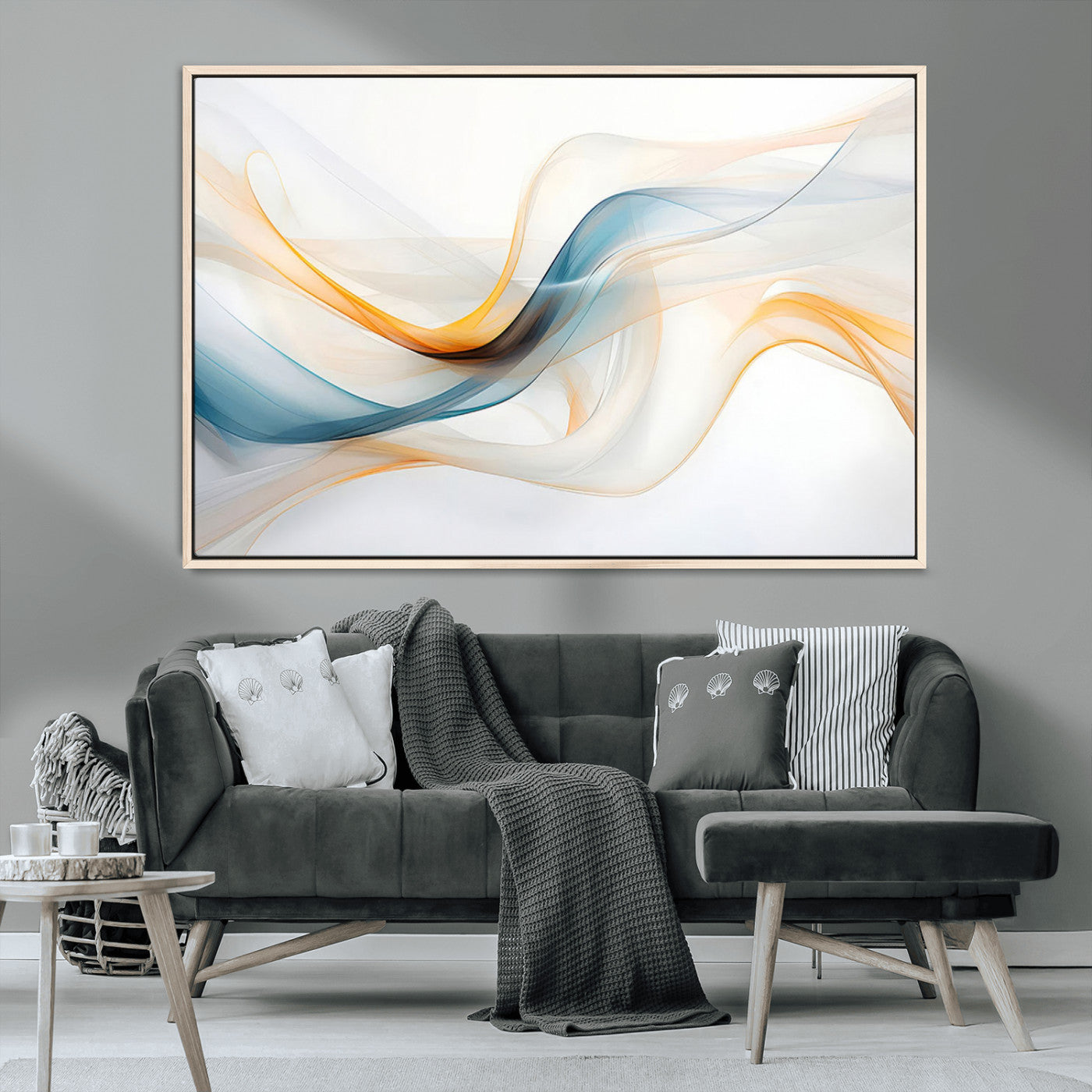 MGV-FC-36X24 - Decorative Turquoise Abstract Wave Wall Art Canvas Print