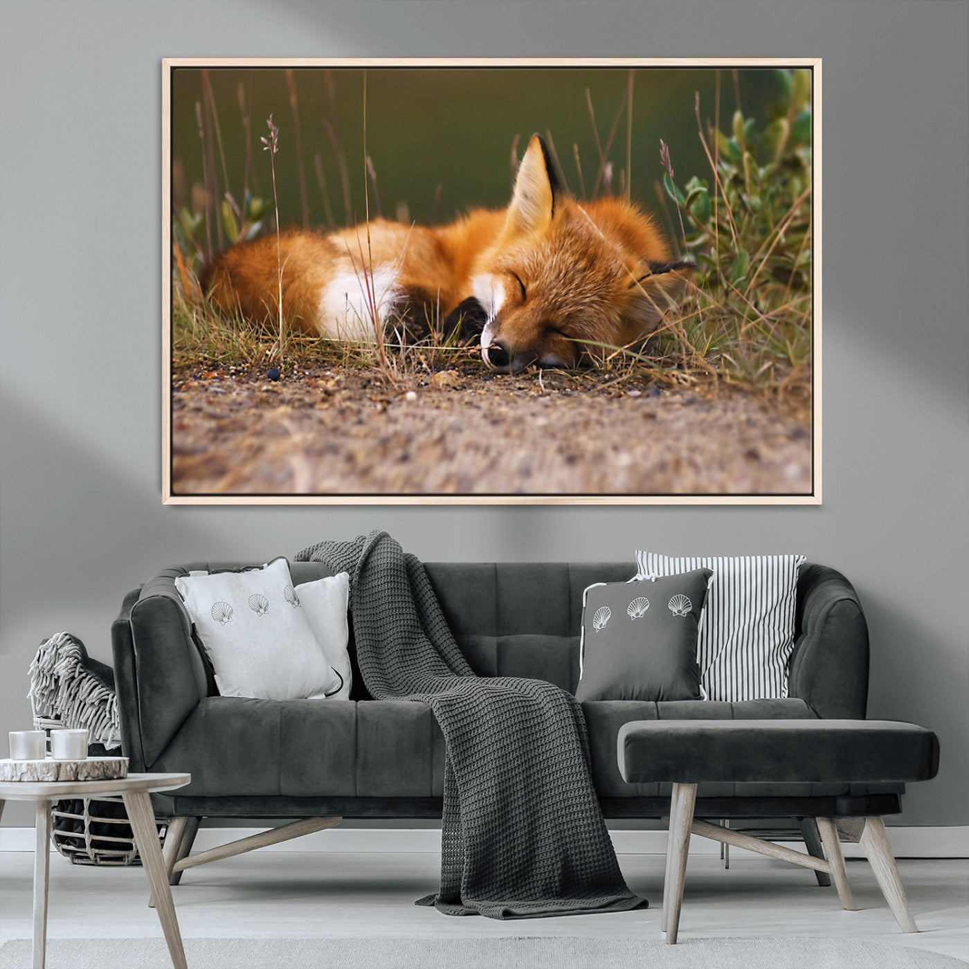-Sleeping Fox Wall Art Canvas Print, Farmhouse Wall Decor and Animal Wall Art Print