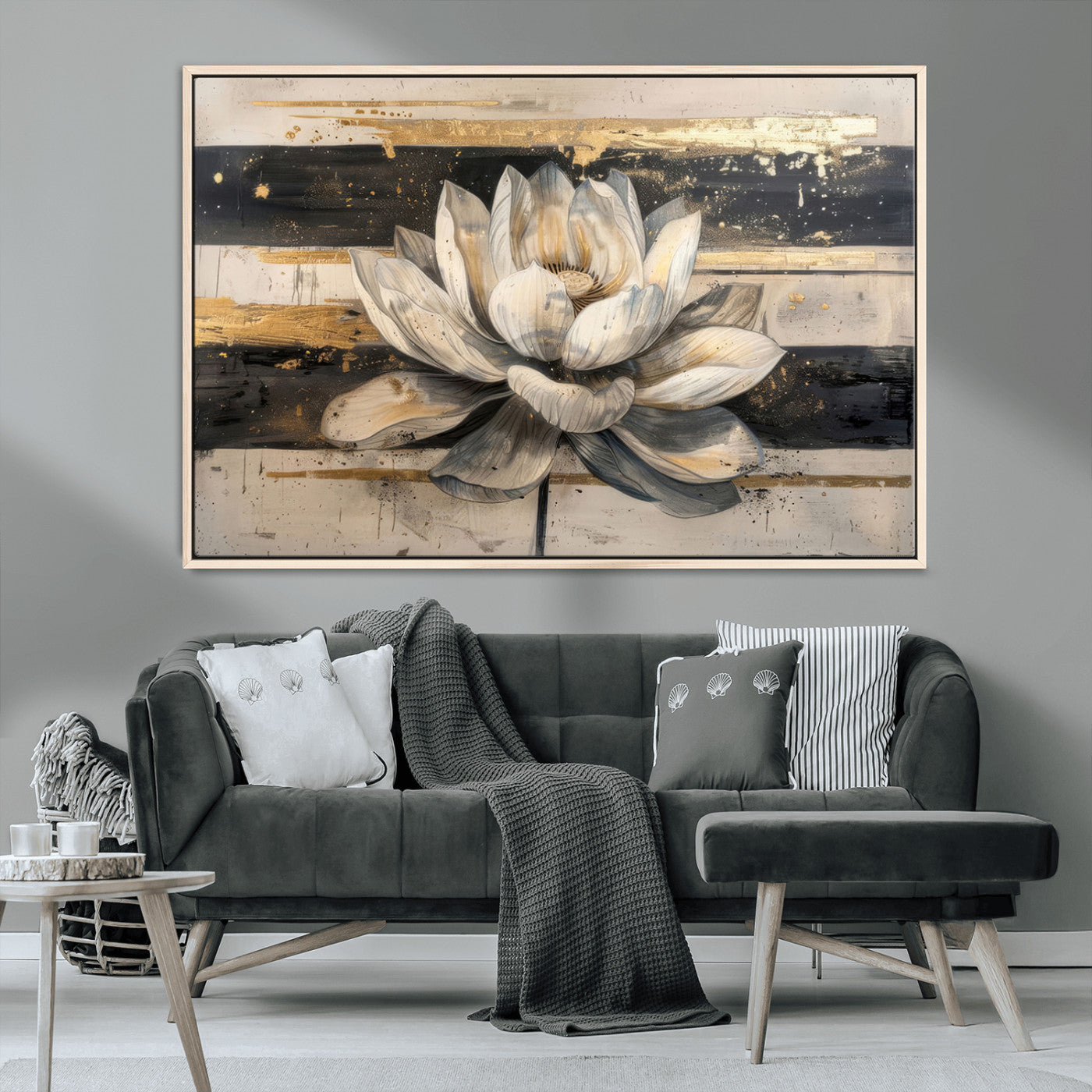 MGV-FC-36X24 - Abstract Lotus Flower Wall Art Canvas Print, Meditation Yoga Room Wall Art