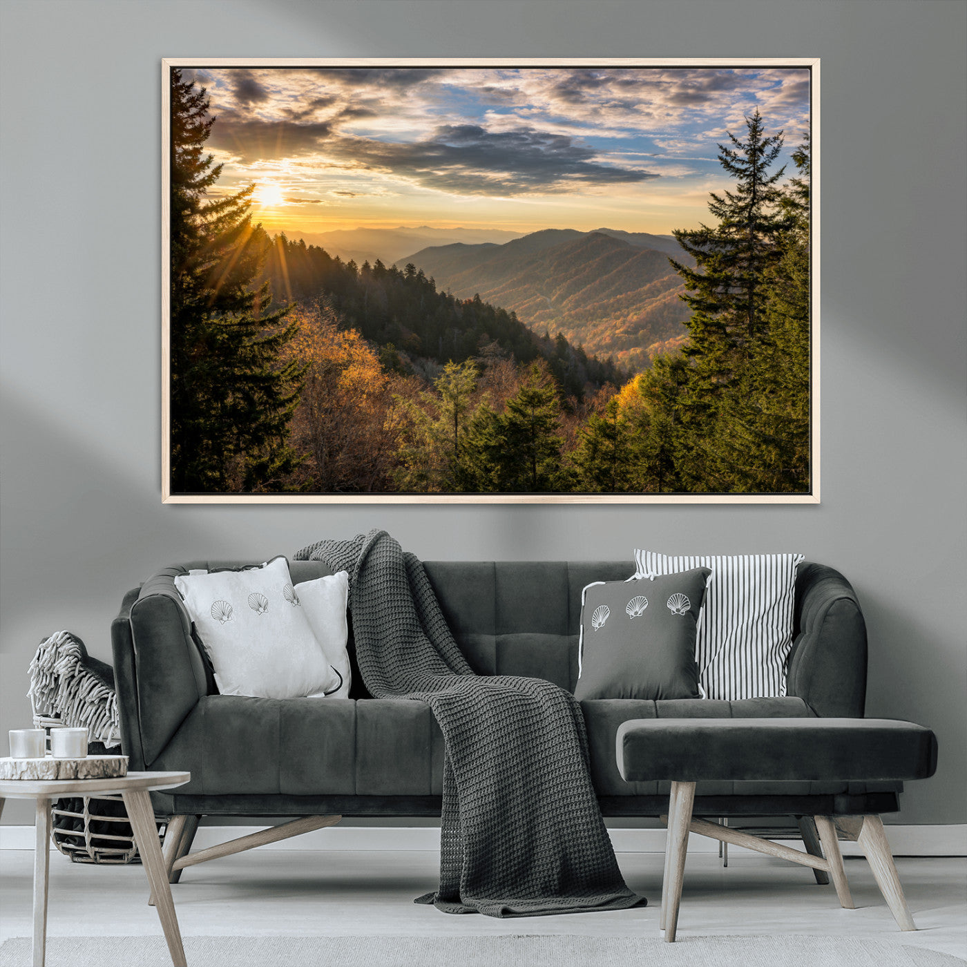 MGV-FC-36X24 - Sunrise Over the Smoky Mountains Canvas Wall Art – Breathtaking Scenic Landscape Photography in a