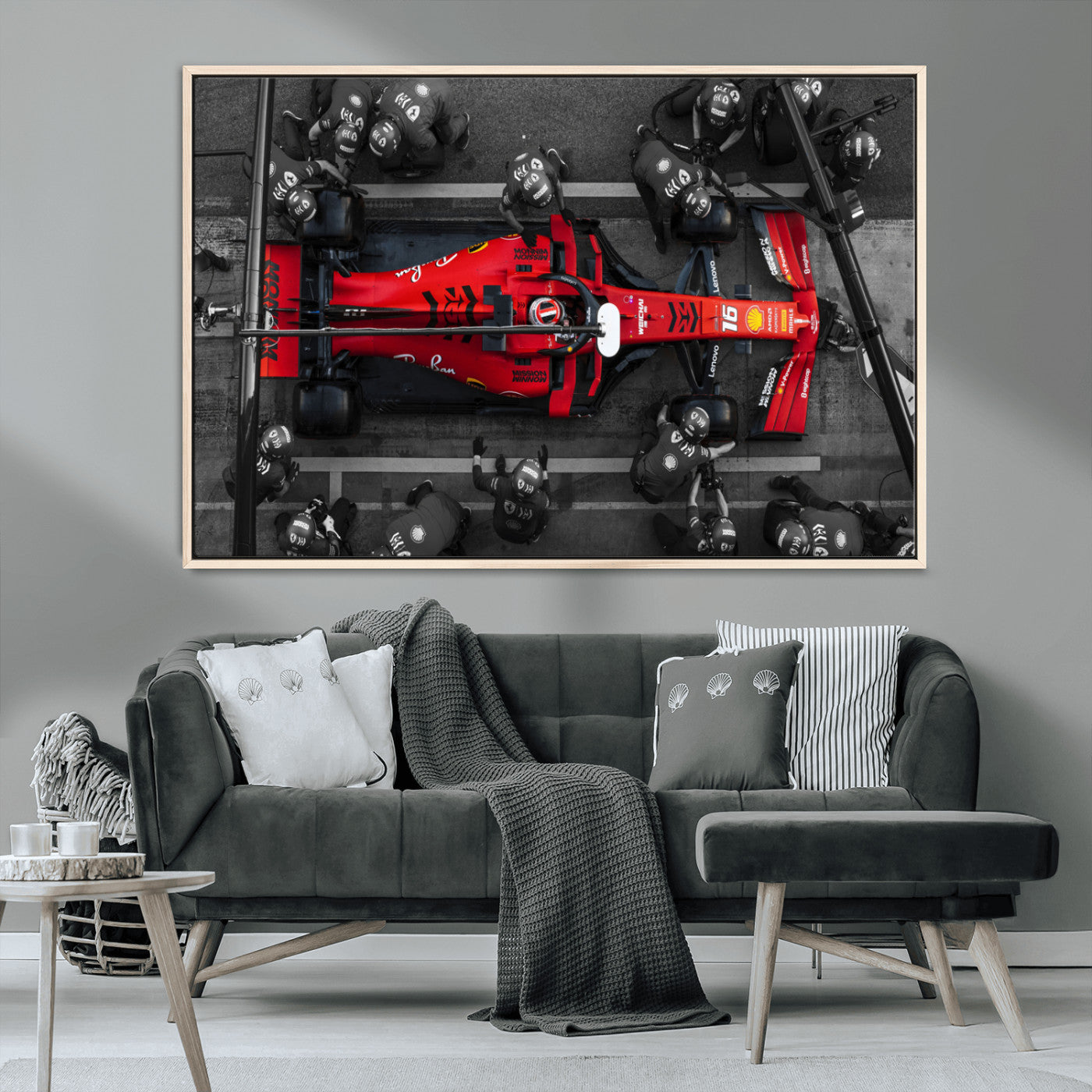MGV-FC-36X24 - Ferrari Pit Stop Canvas Wall Art – Precision and Speed Captured in Bold Motorsport Imagery – Ready