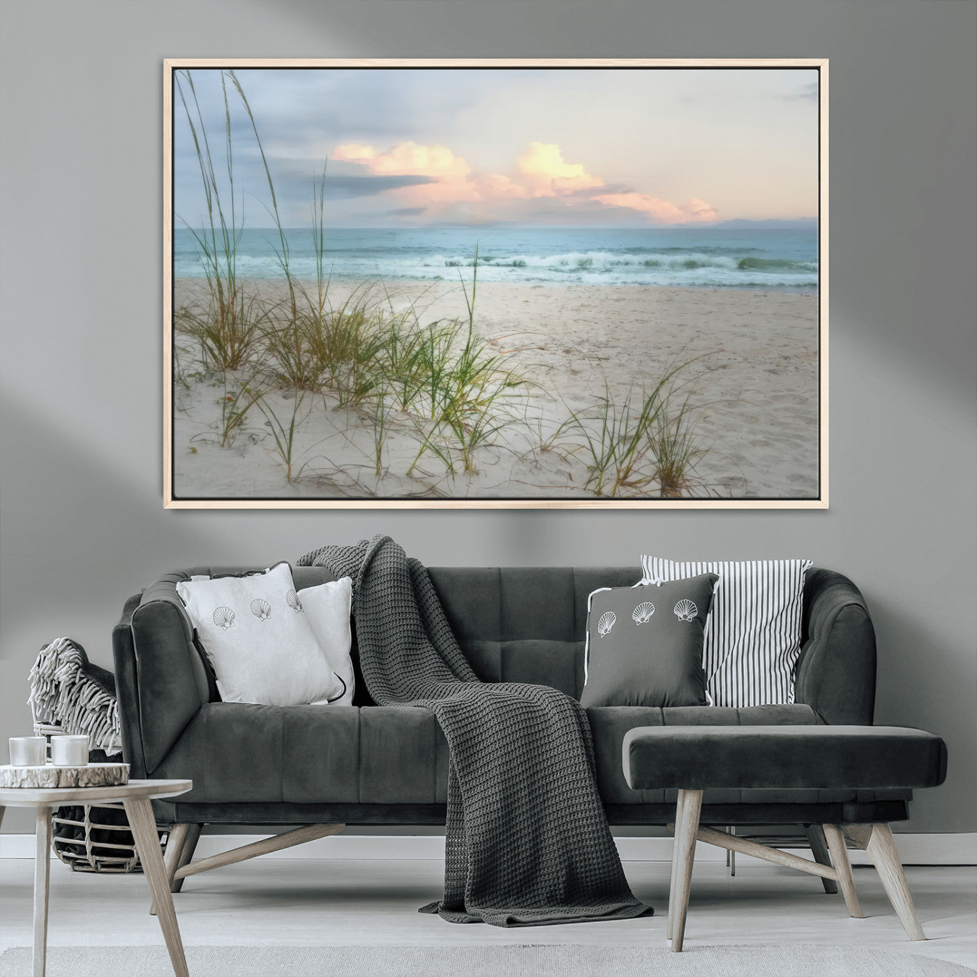 MGV-FC-36X24 - Flight Over Coastal Beach Landscape, Flight Over Coastal Beach Print Canvas Wall Art