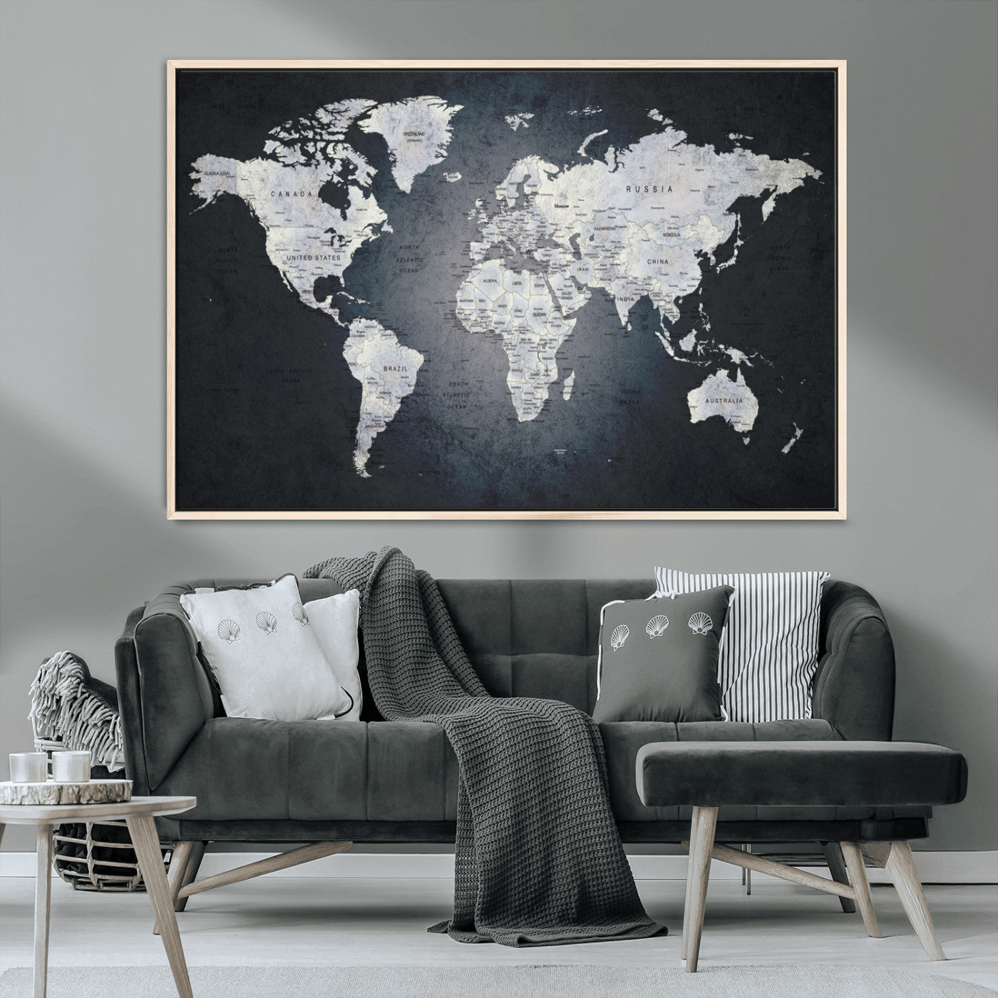 MGV-FC-36X24 - World Map Wall Art Canvas Print for Home and Office Decor