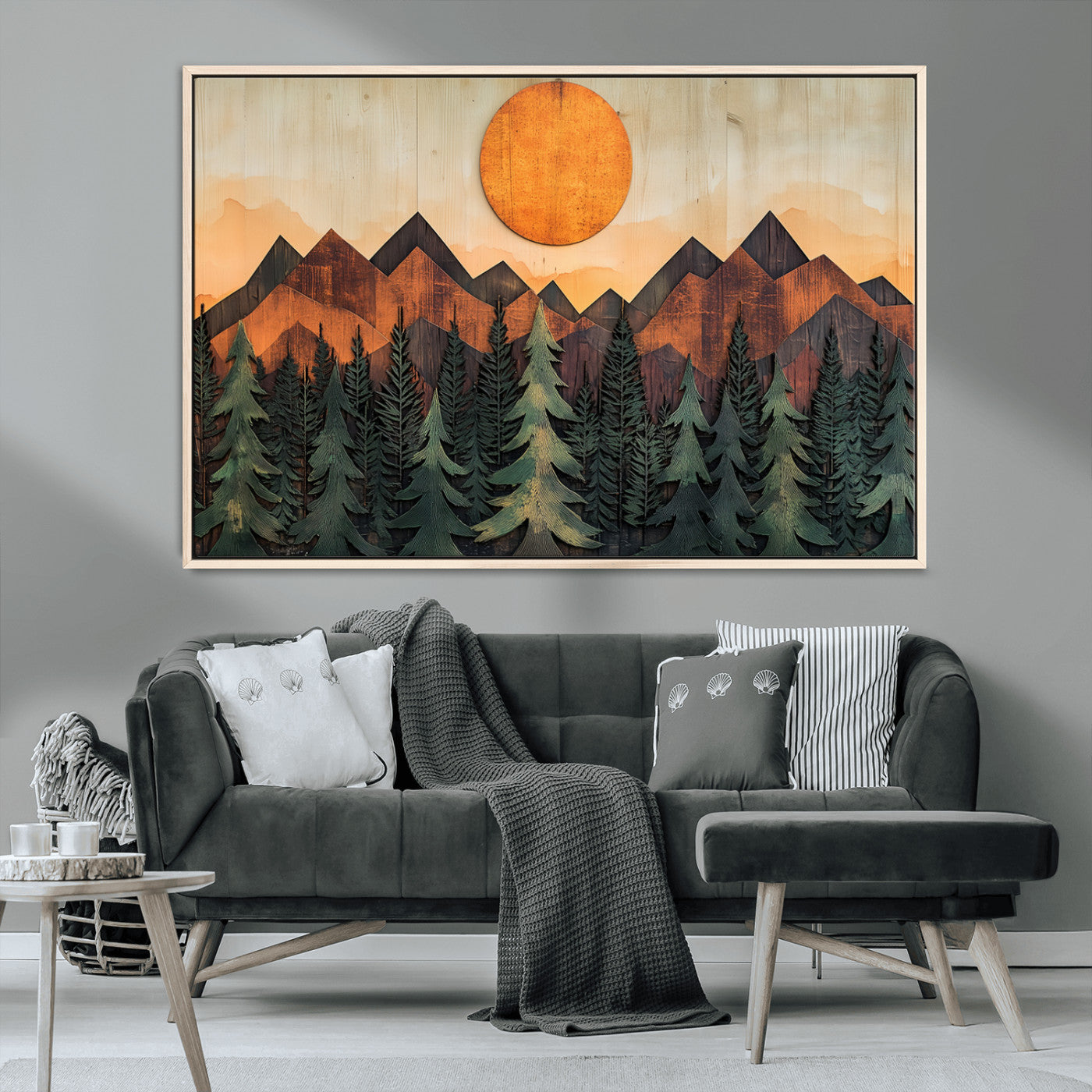 MGV-FC-36X24 - Sunset Mountain Landscape Canvas Wall Art Print - Nature Decor for Living Room, Office