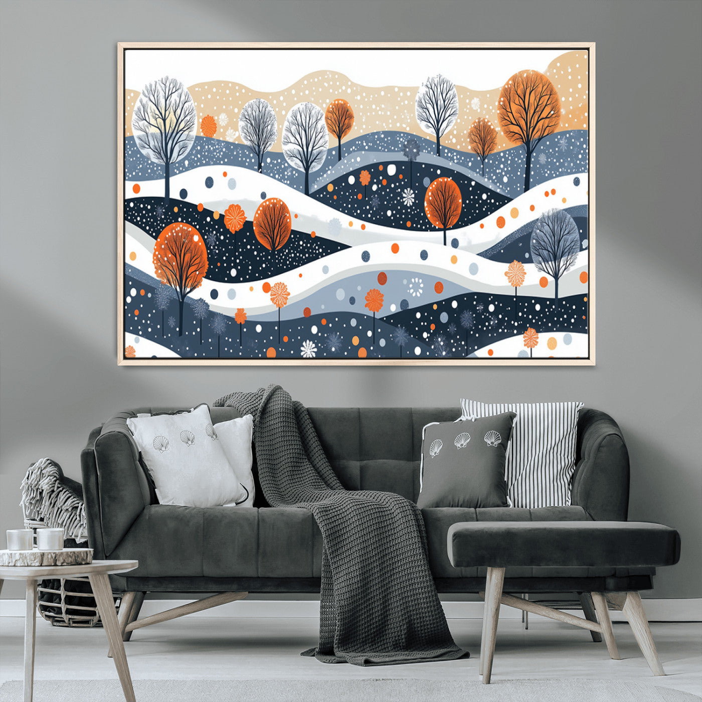 MGV-FC-36X24 - Abstract Winter Landscape Canvas Wall Art Print -  Large Colorful Nature Wall Decor