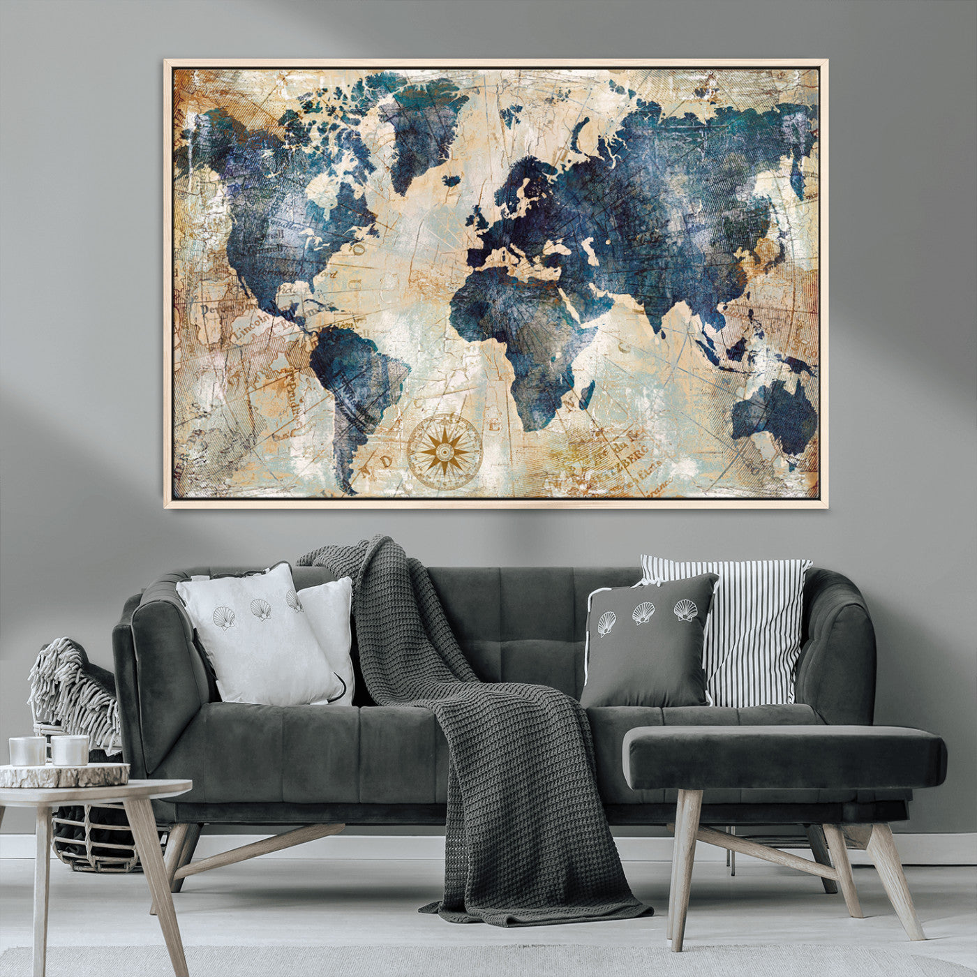 MGV-FC-36X24 - Push Pin World Map Canvas Print – Framed Wall Art for Couples to Track Their Travels – Anniversary