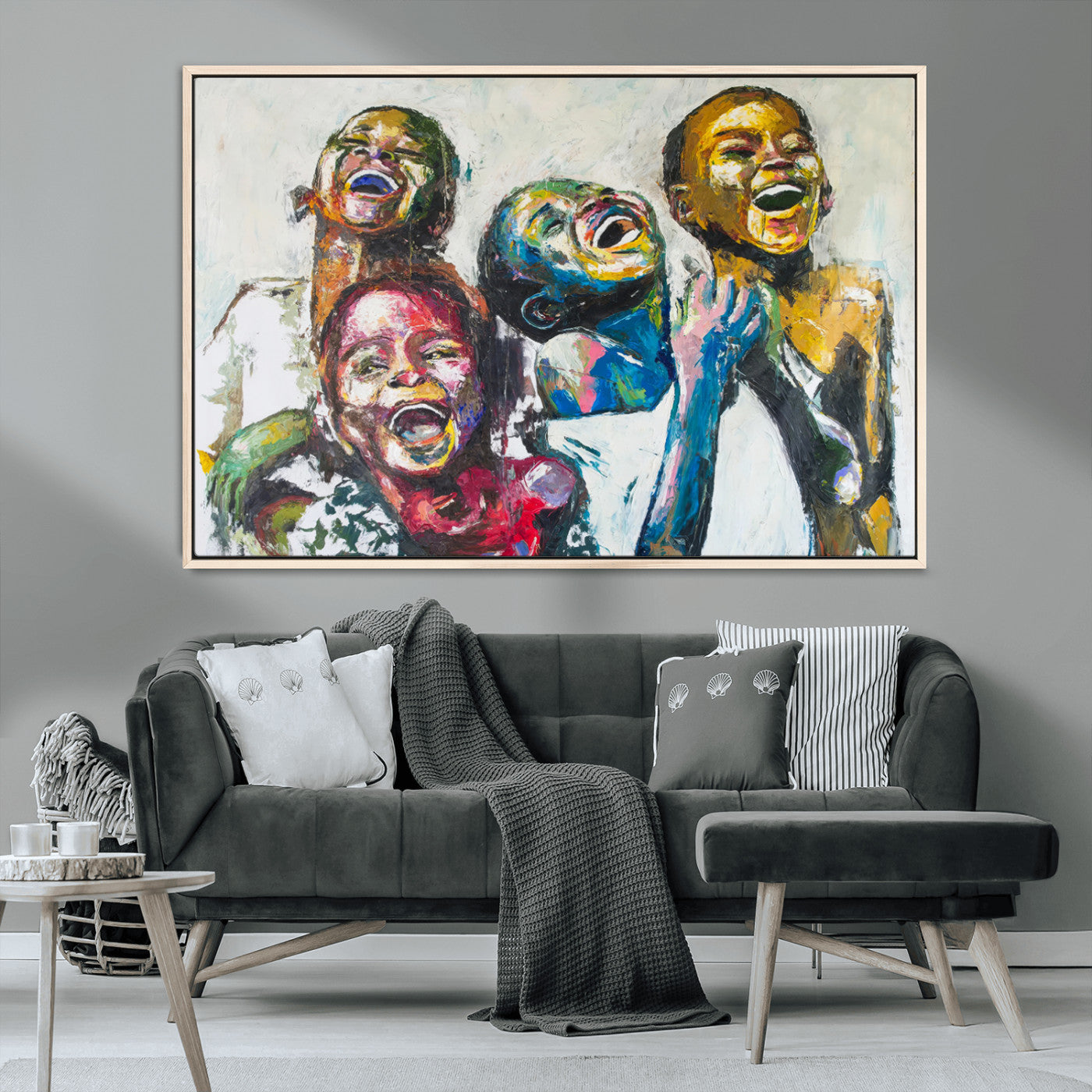 MGV-FC-36X24 - Shai Yossef Style Canvas Art - Joyful African Black Kids Impasto Painting with Vibrant Brushstrokes,