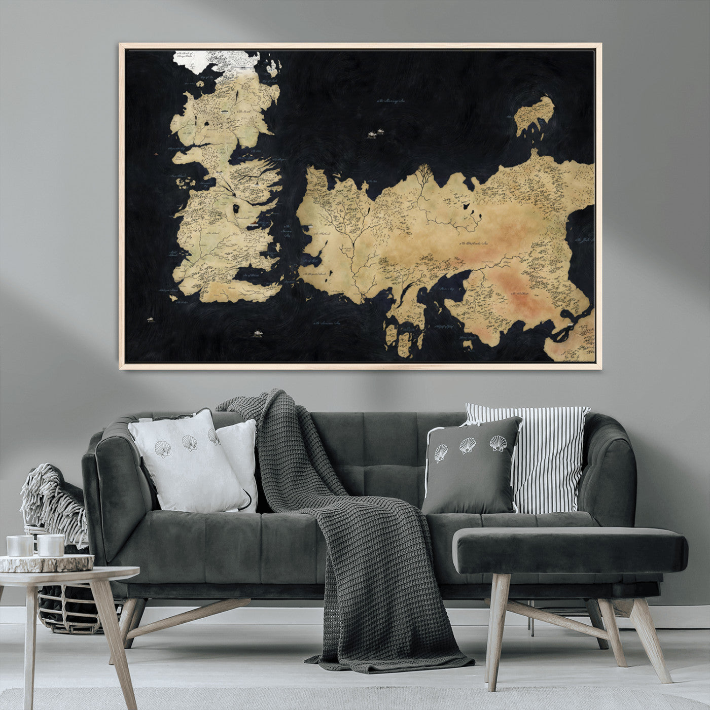 MGV-FC-36X24 - Push Pin World Map Canvas Print – Framed Wall Art for Couples to Track Their Travels – Anniversary