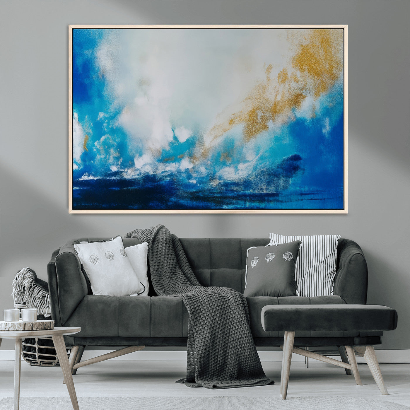 MGV-FC-36X24 - Blue Abstract Print - Dynamic Ocean-Inspired Canvas Wall Art